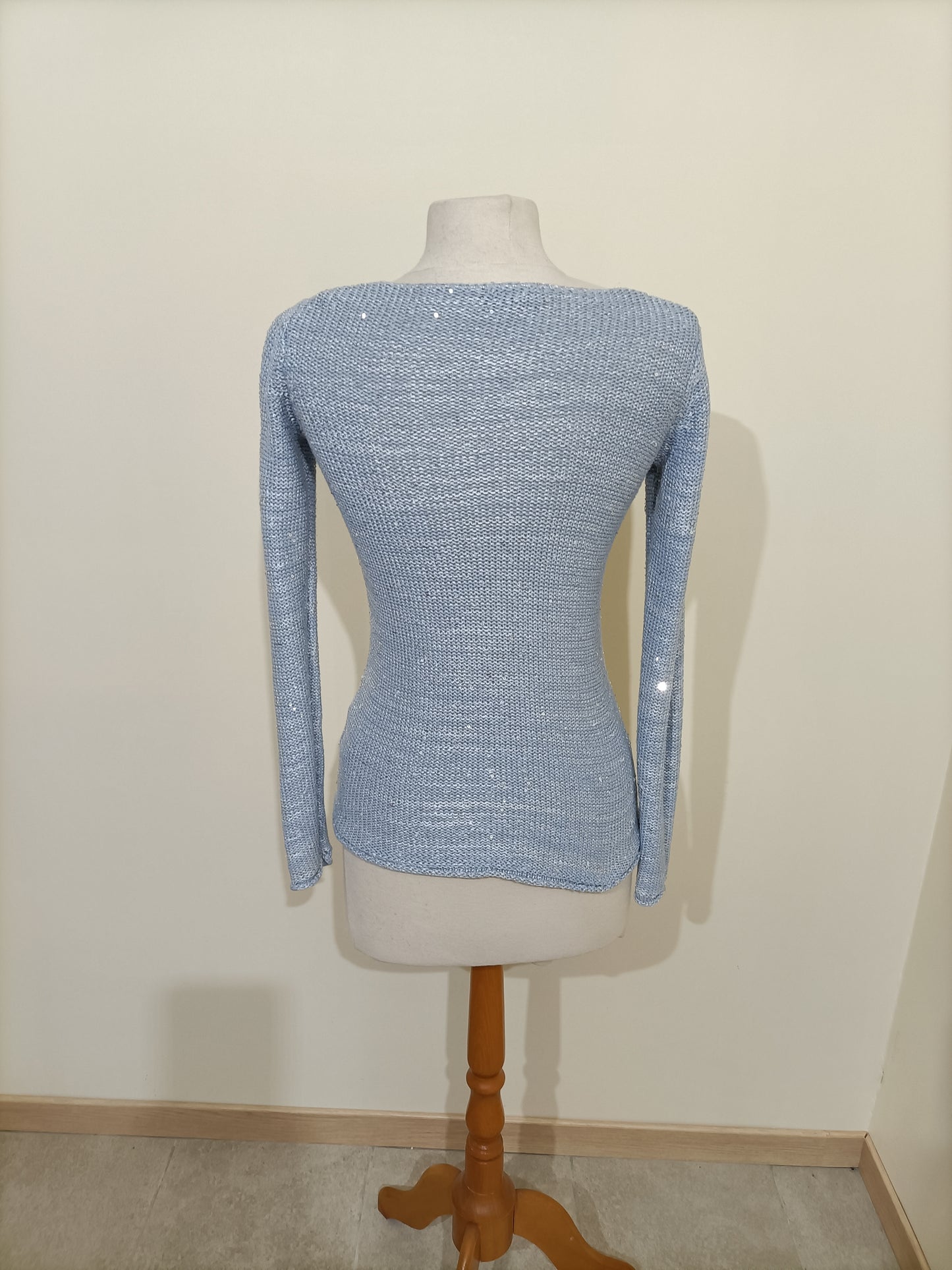 Pull Caroll bleu ciel en maille avec sequins Taille 34