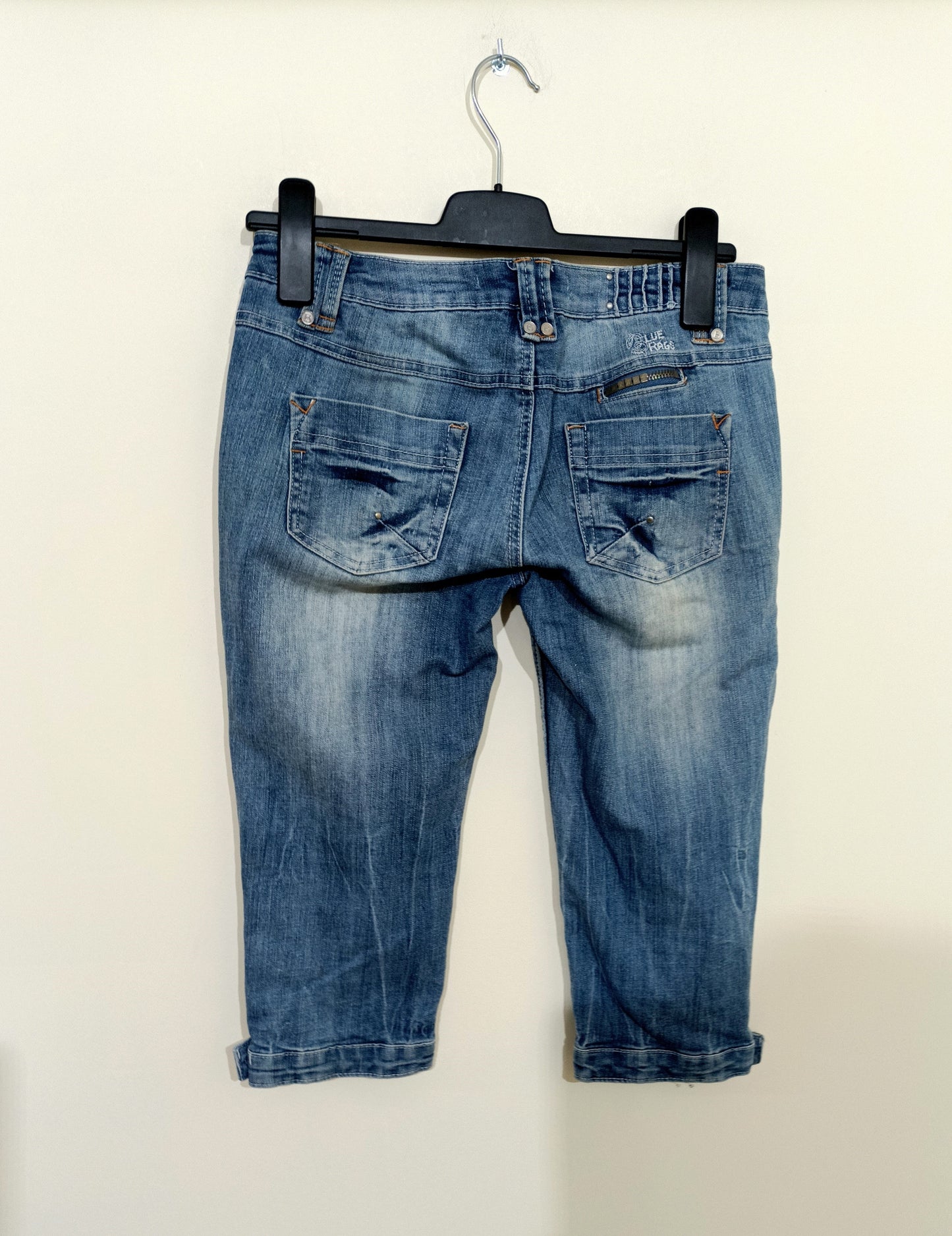 Pantacourt en jeans Blue rags denim bleu délavé Taille 38