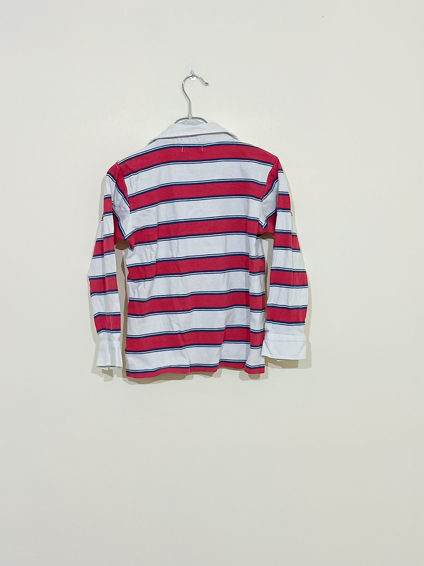 Polo manches longues Tape à l'Œil rayé blanc et rouge Taille 8 Ans