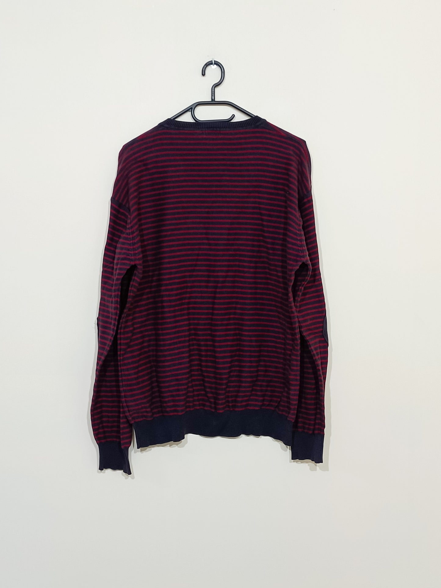 Pull fin Tissaia rayé gris et rouge Taille XL