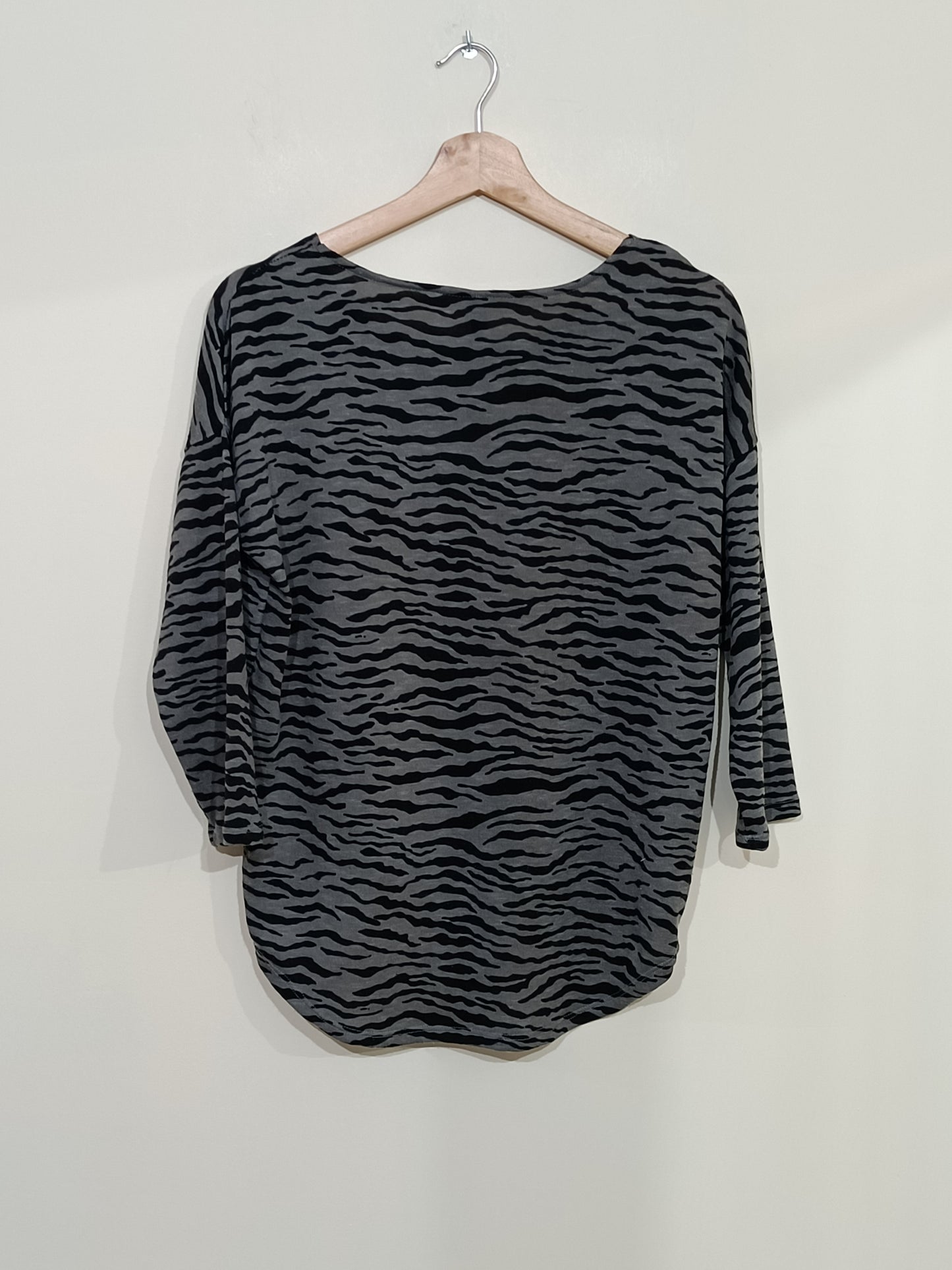 Pull fin Jean Pascale gris imprimé manches 3/4 Taille XS-S