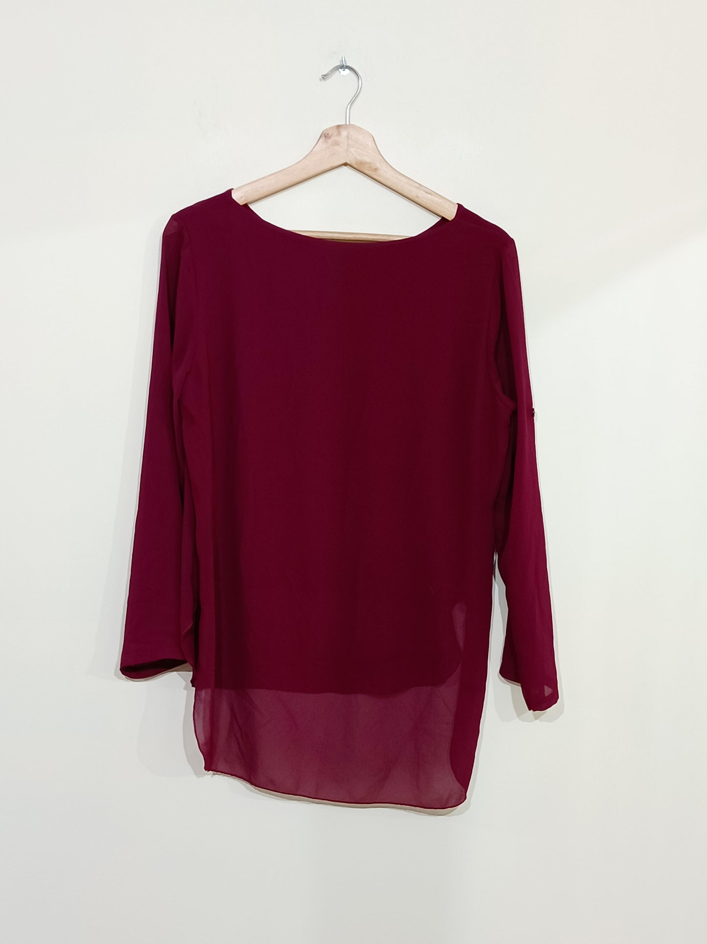 Tunique bordeaux avec manches transparentes et réglables Taille M