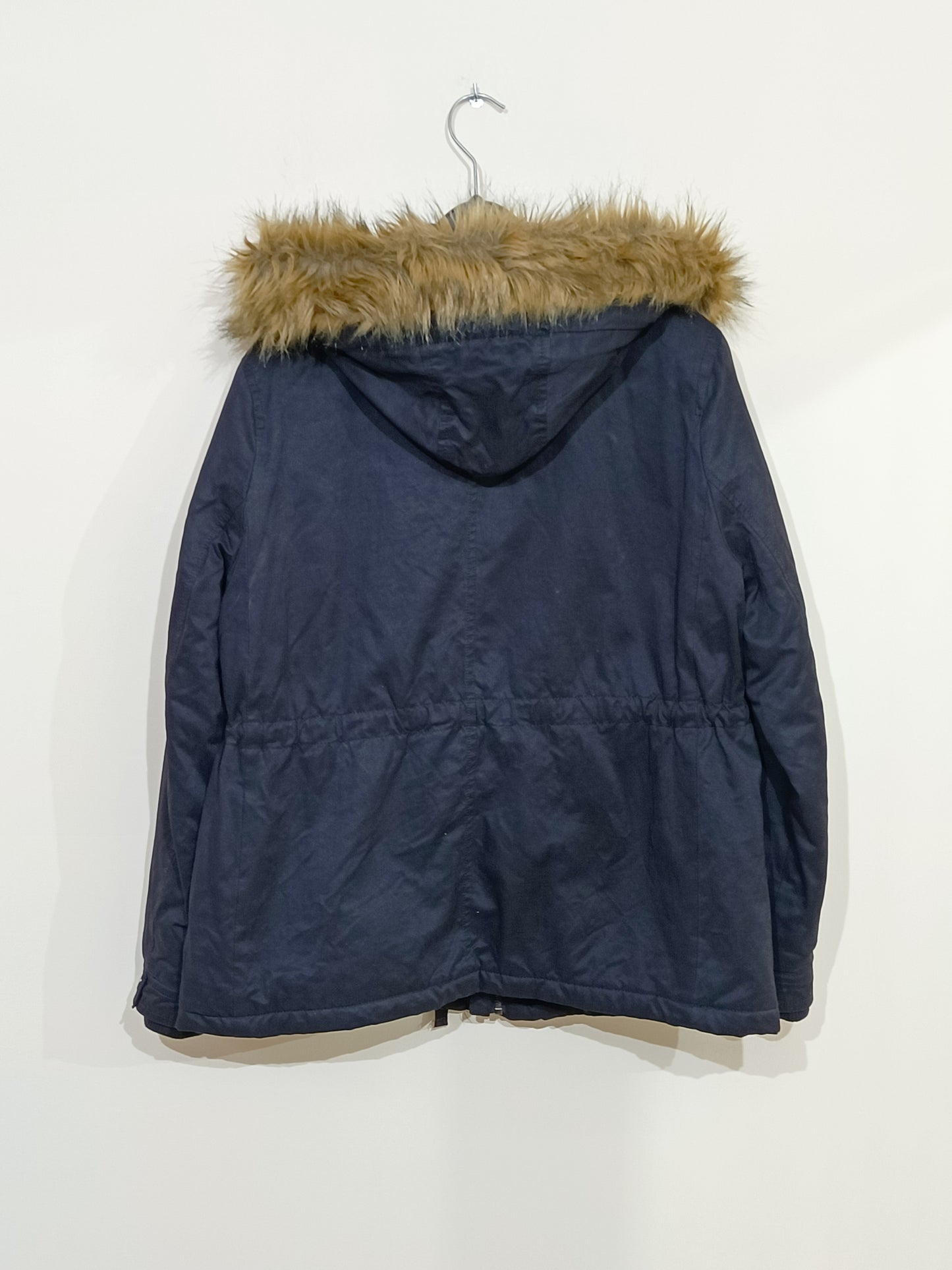 Manteau Cache-Cache noir à capuche avec fausse fourrure Taille L