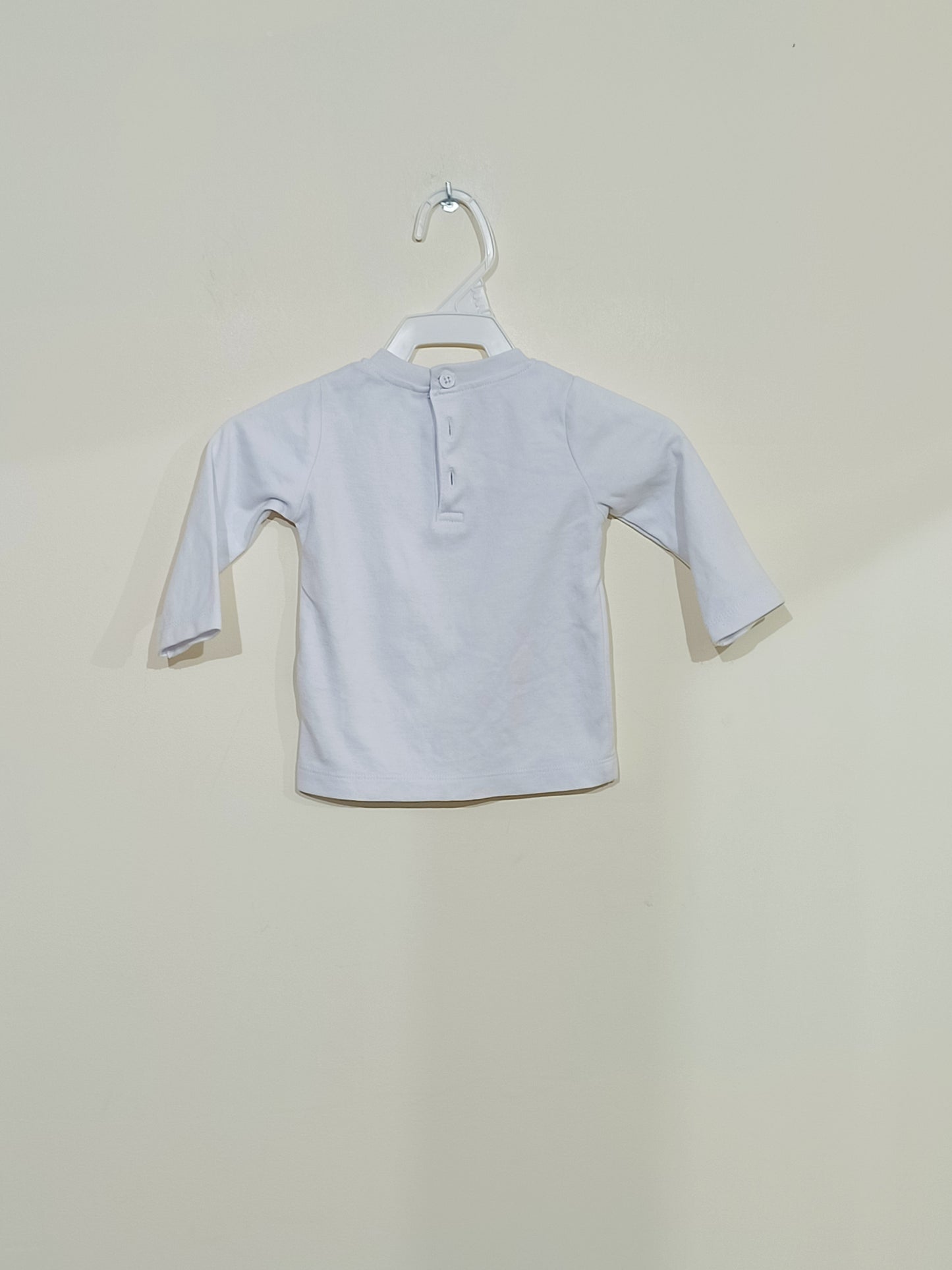 T-shirt manches longues blanc avec impression Taille 6 Mois