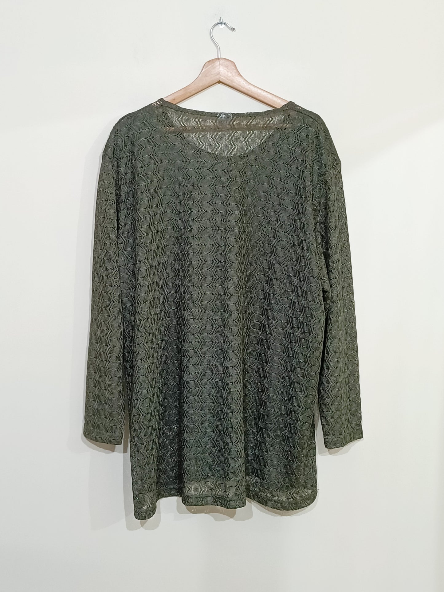 Pull fin M&S Mode mailles ajourées Kaki Taille 56/58