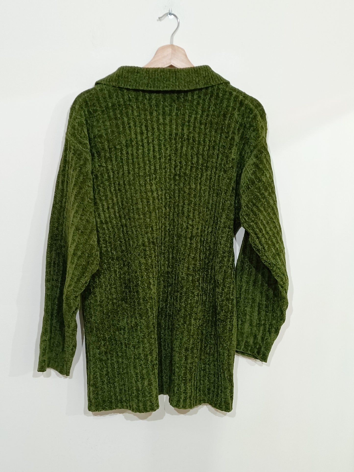 Pull maille chenille Finishing Line vert Taille L