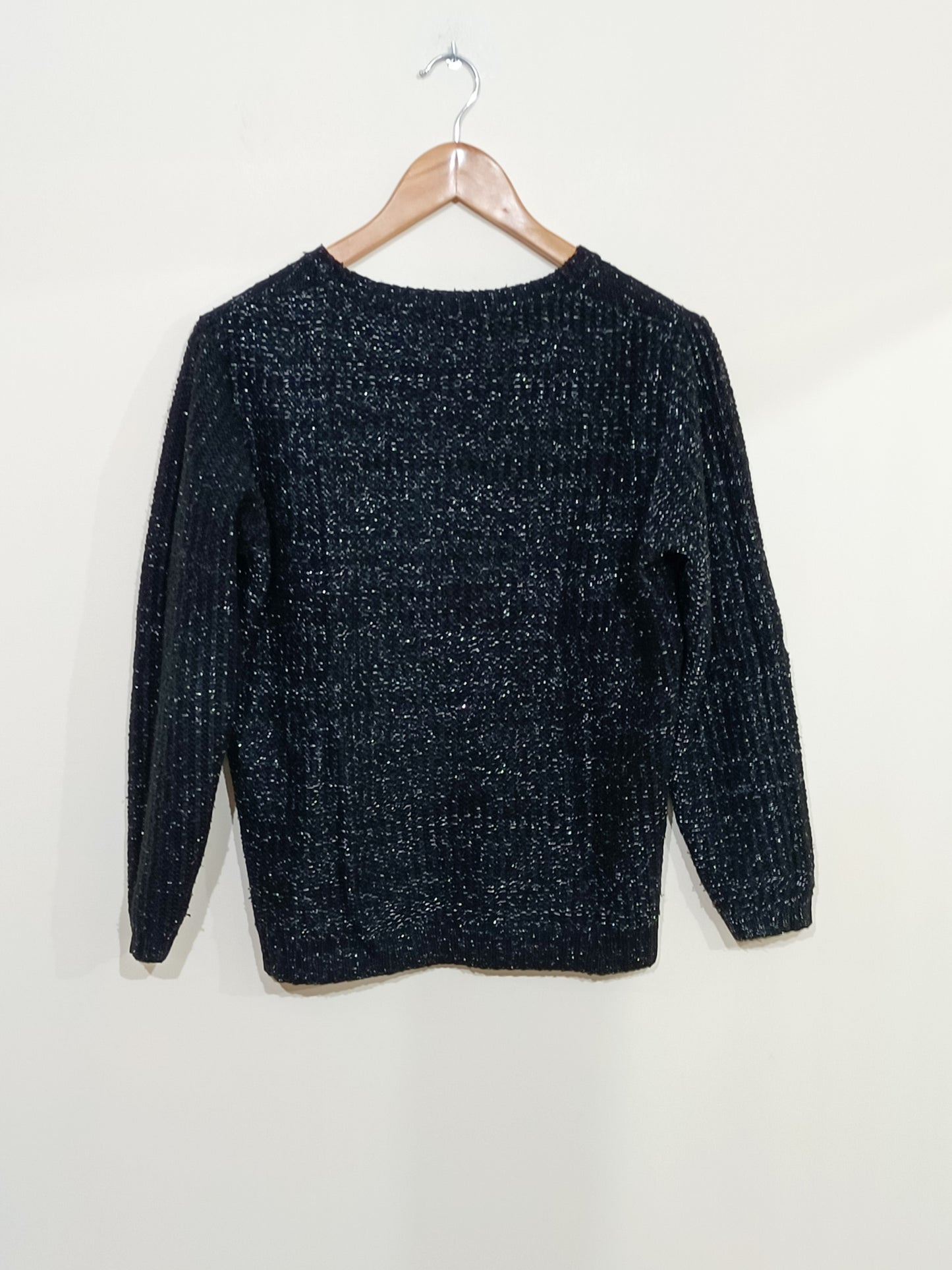 Pull en maille Fashion Express noir avec fils argentés Taille M