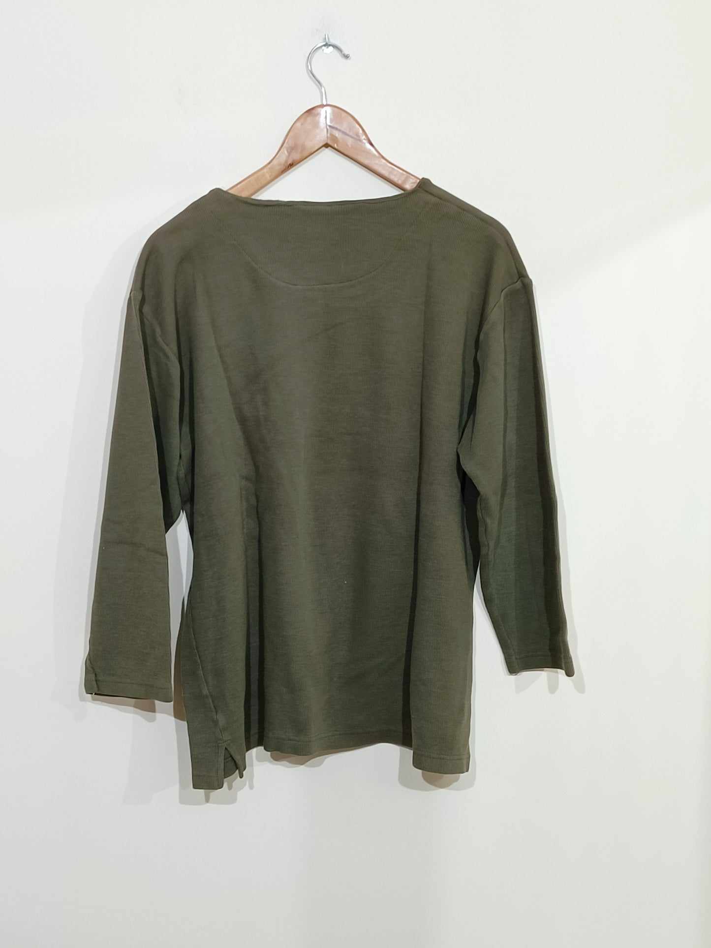 Pull fin M&S Mode kaki manches 3/4 Taille 52