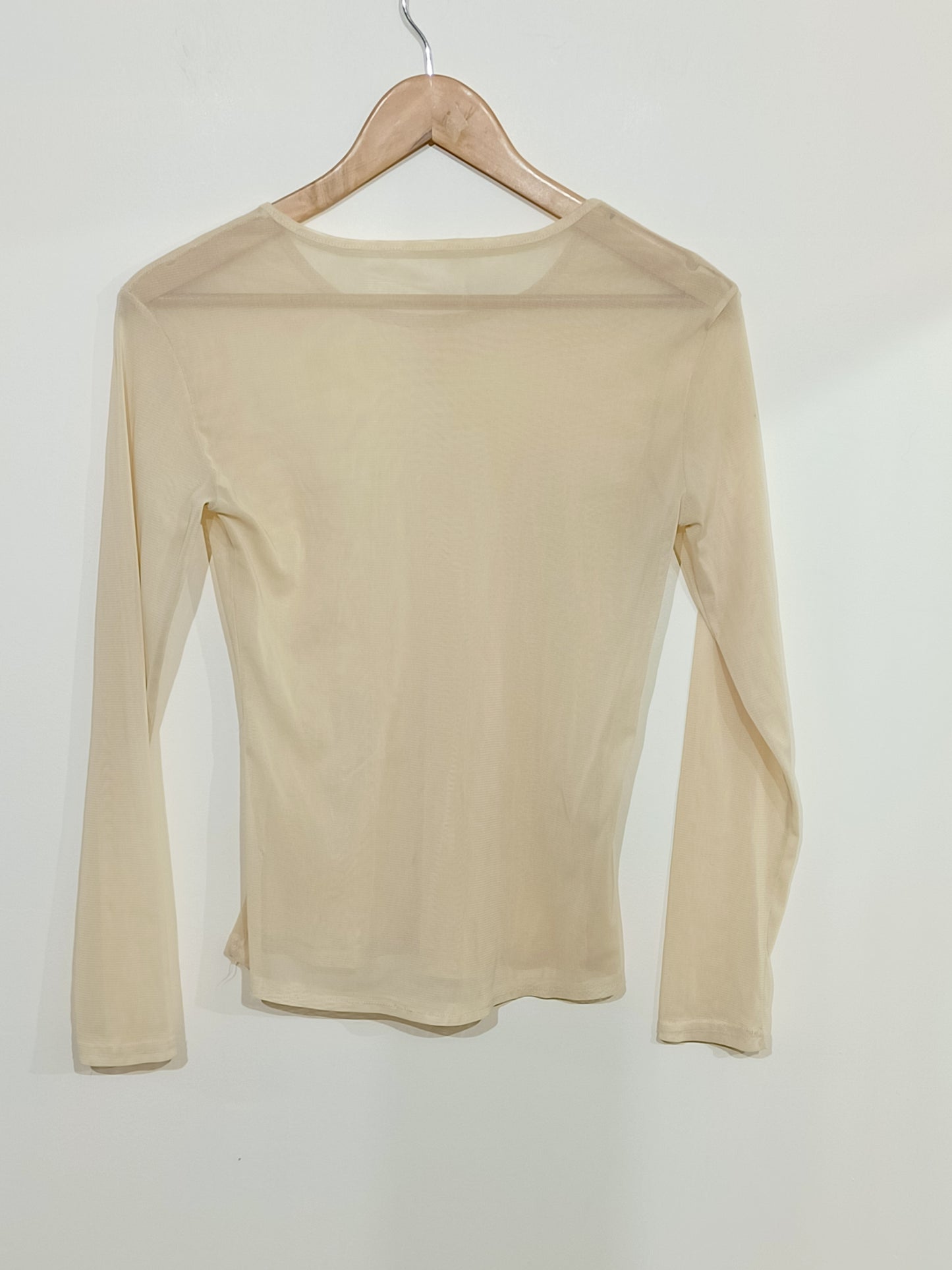 T-shirt manches longues en tulle beige Taille S/M