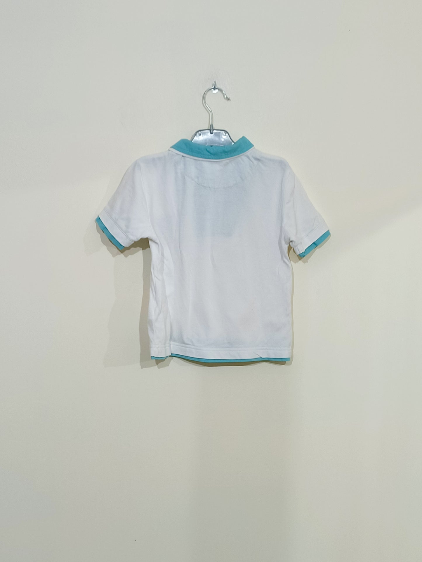 Polo Vertbaudet blanc et bleu Taille 3 Ans