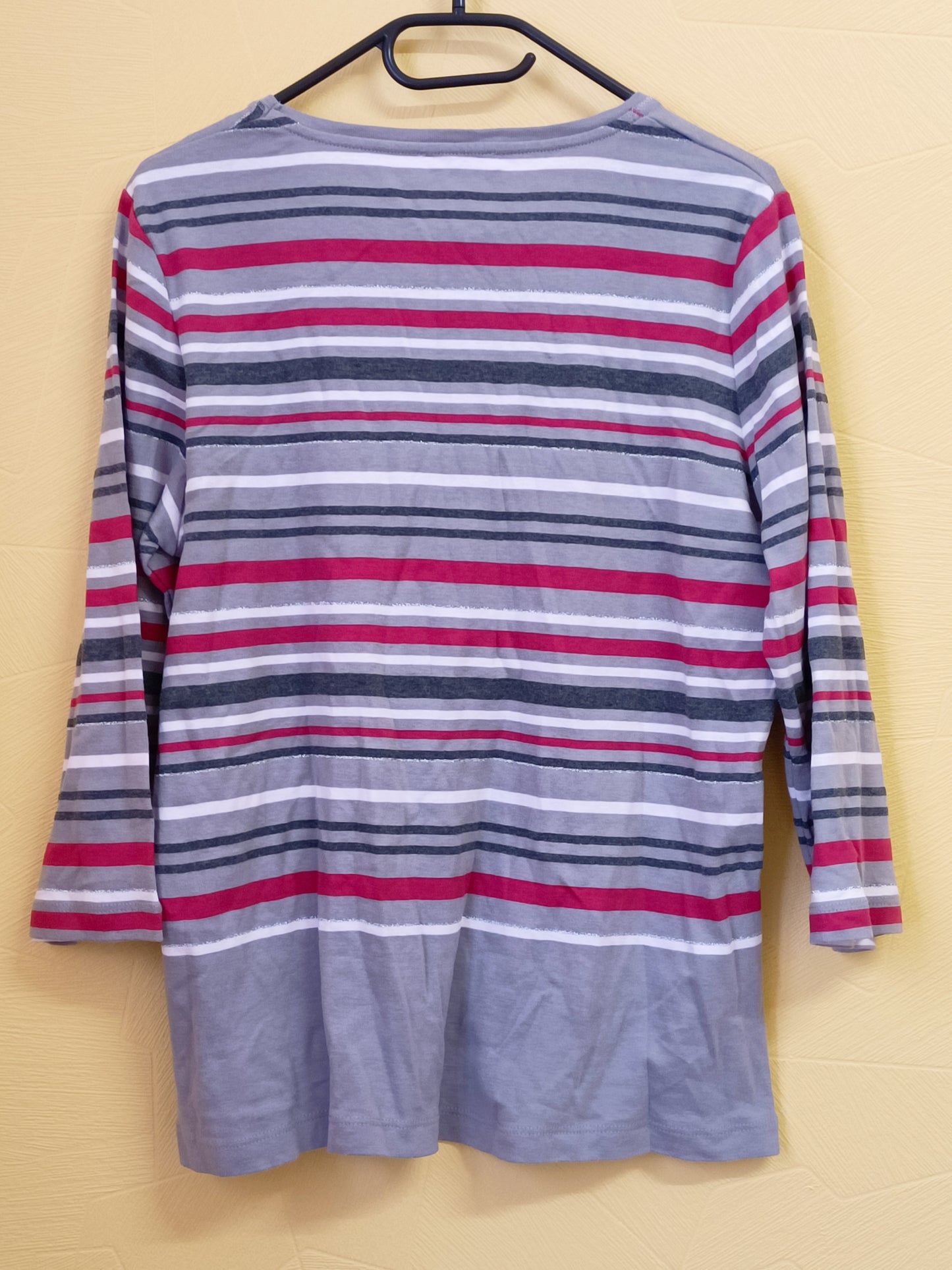 T-shirt manches 3/4 Diane Laury gris rayé avec impression Taille L