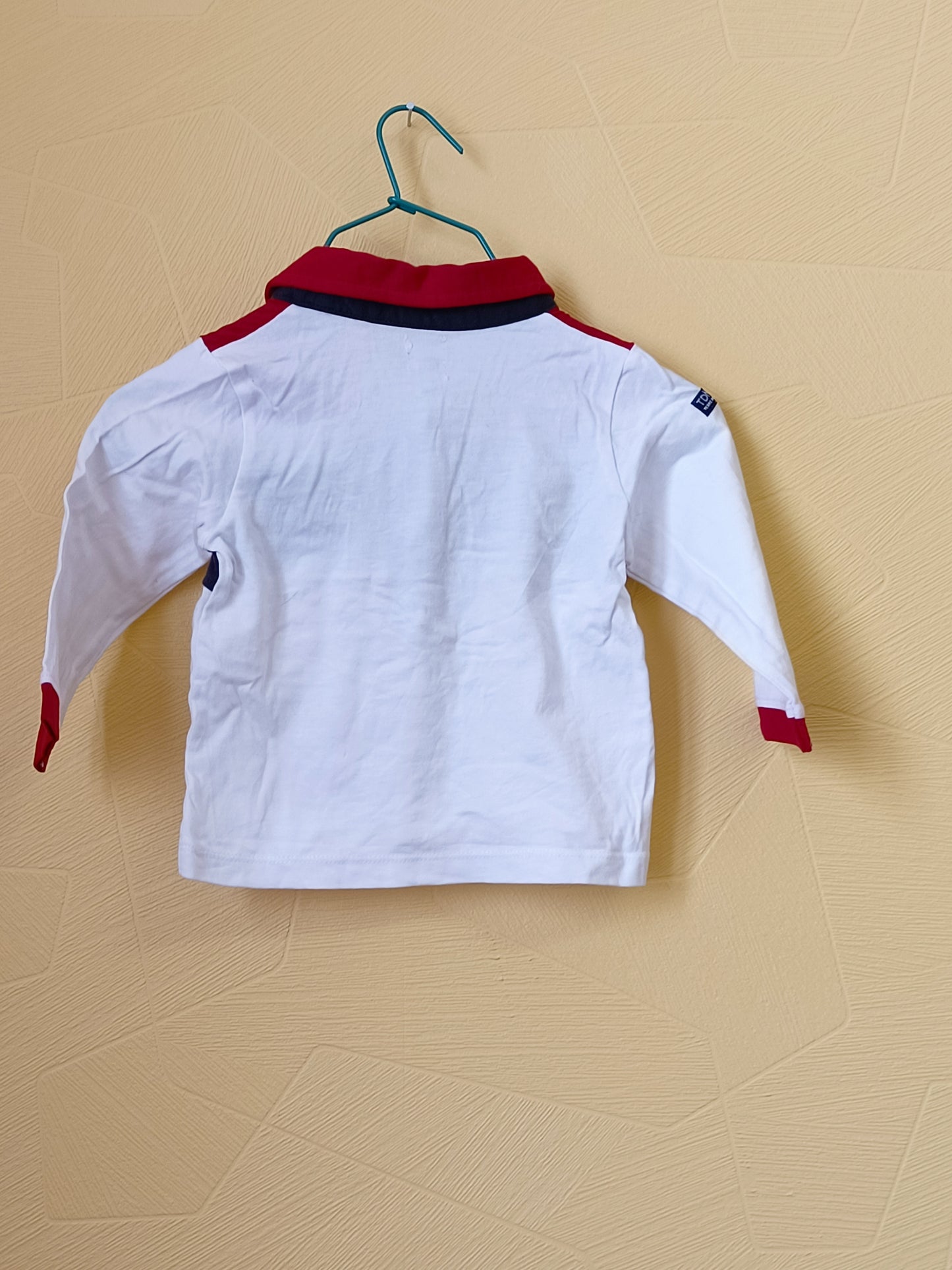 T-shirt manches longues Terre de Marins rouge, gris et blanc Taille 12 Mois