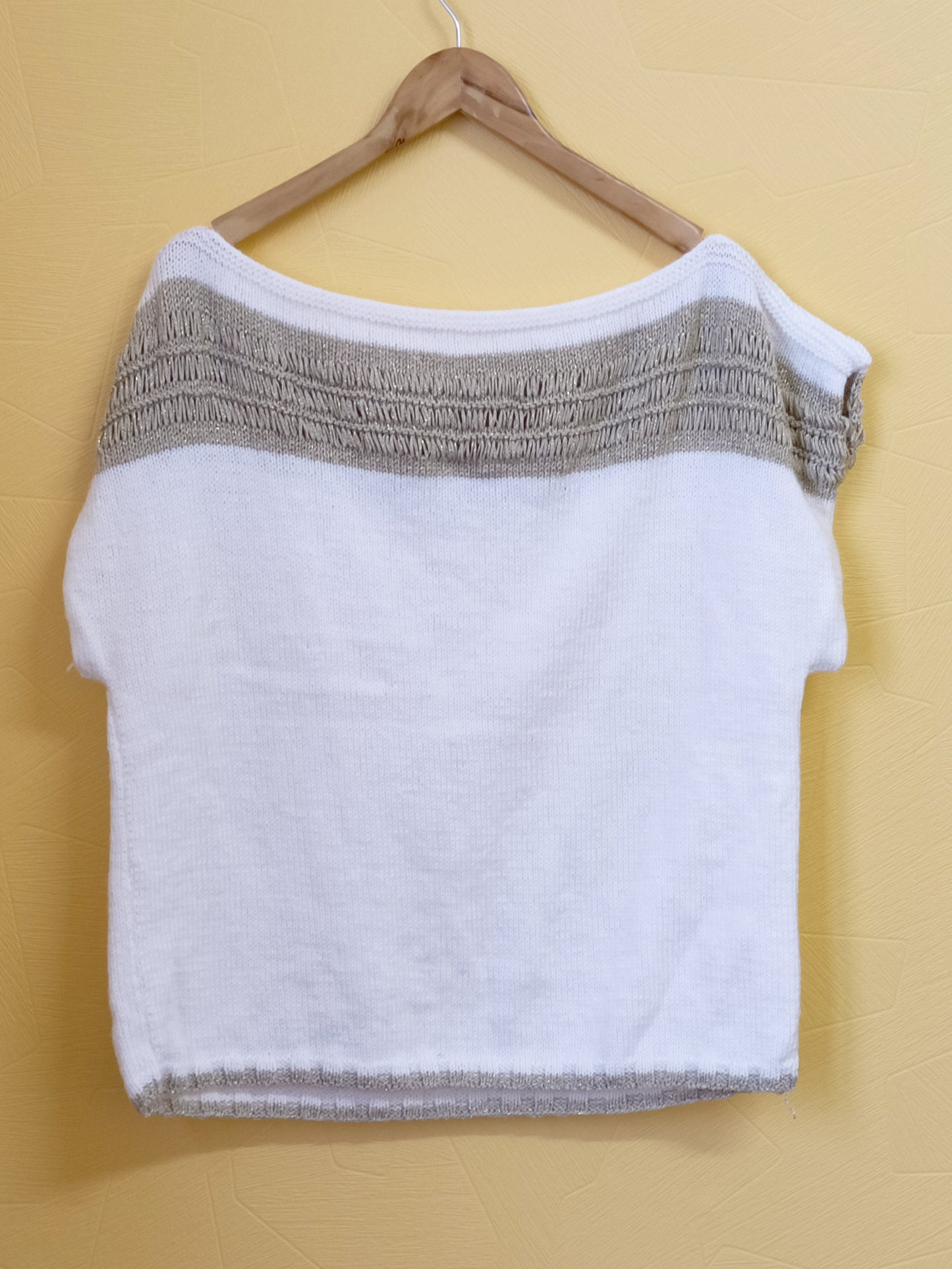 Pull manches courtes blanc et doré Taille XXL