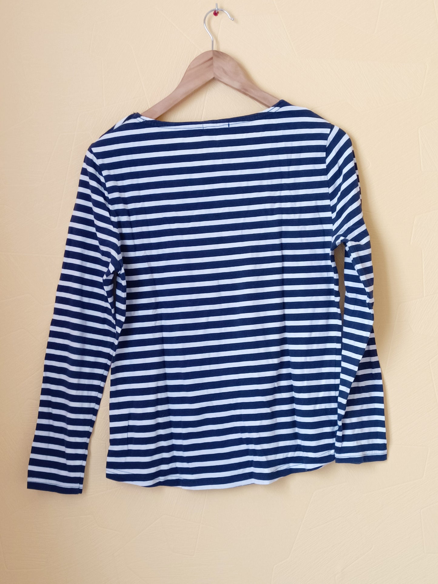 T-shirt manches longues Grand Voile rayé bleu marine et blanc Taille L