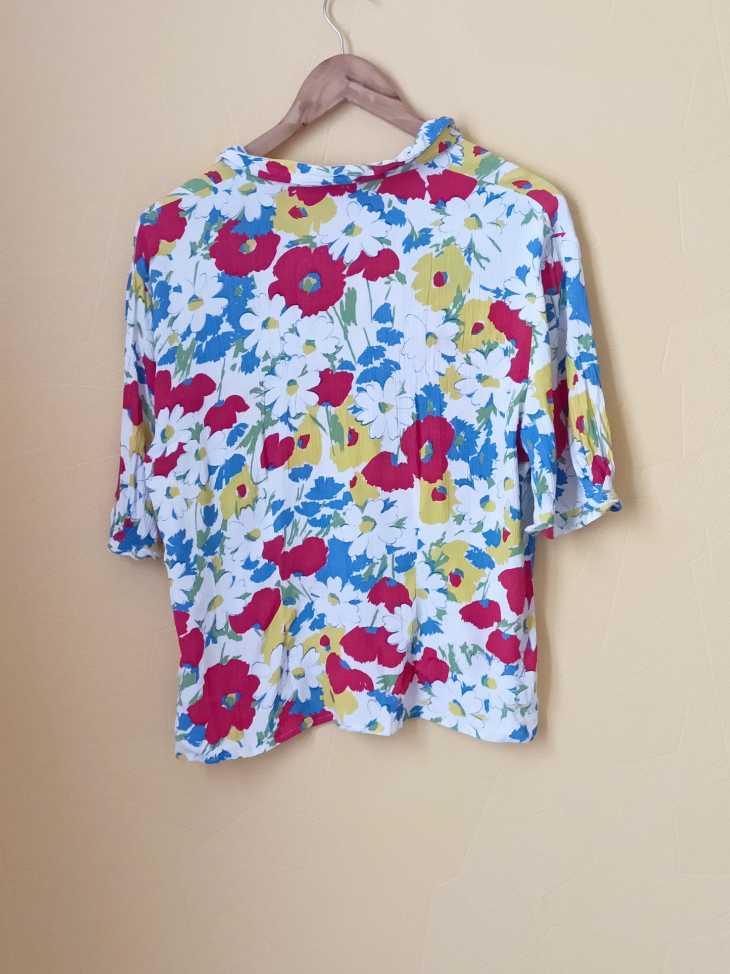 Chemise manches courtes Alain Manoukian blanche à fleurs Taille L