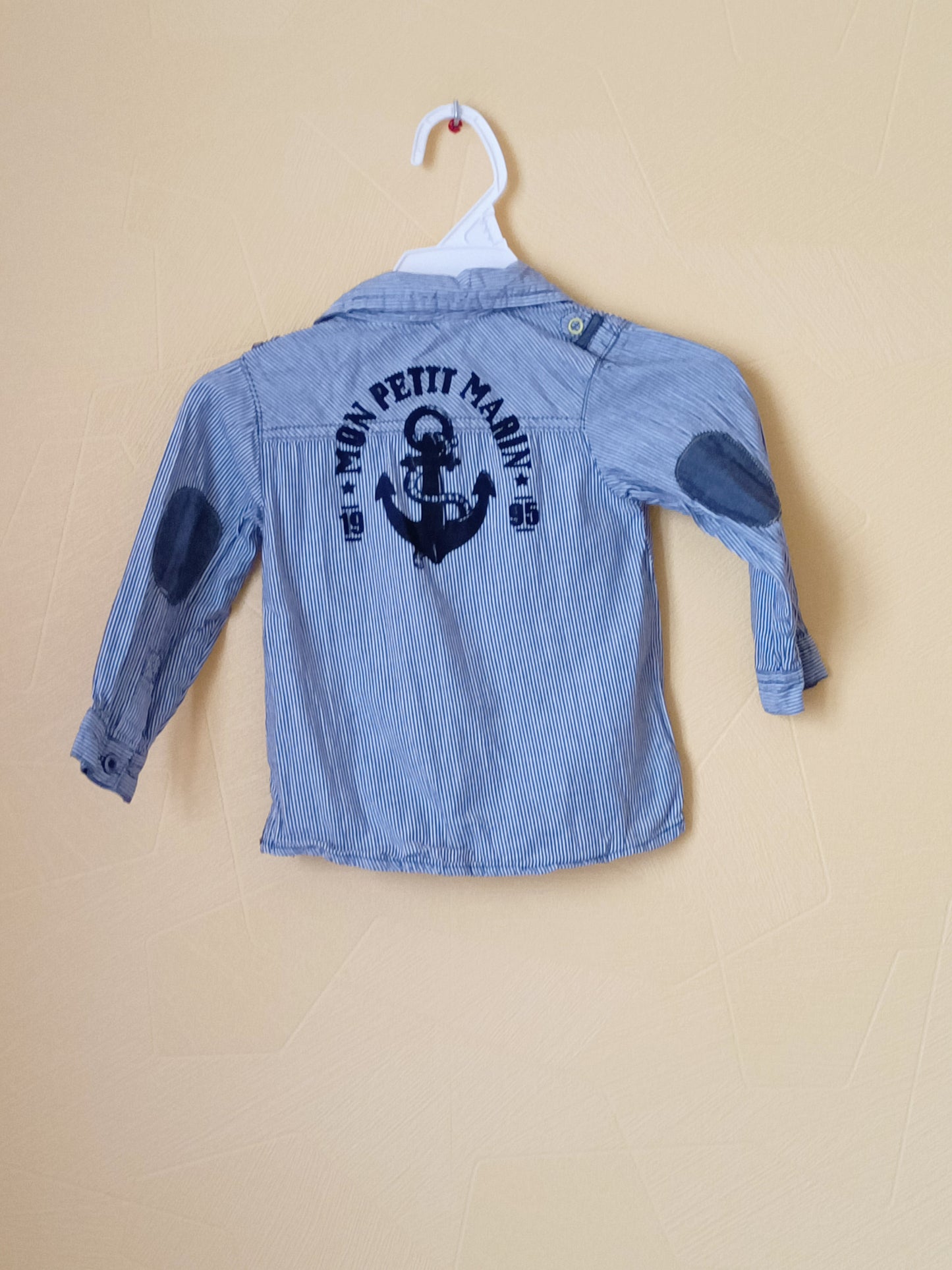 Chemise Orchestra rayée bleue marine et blanche Taille 18 Mois