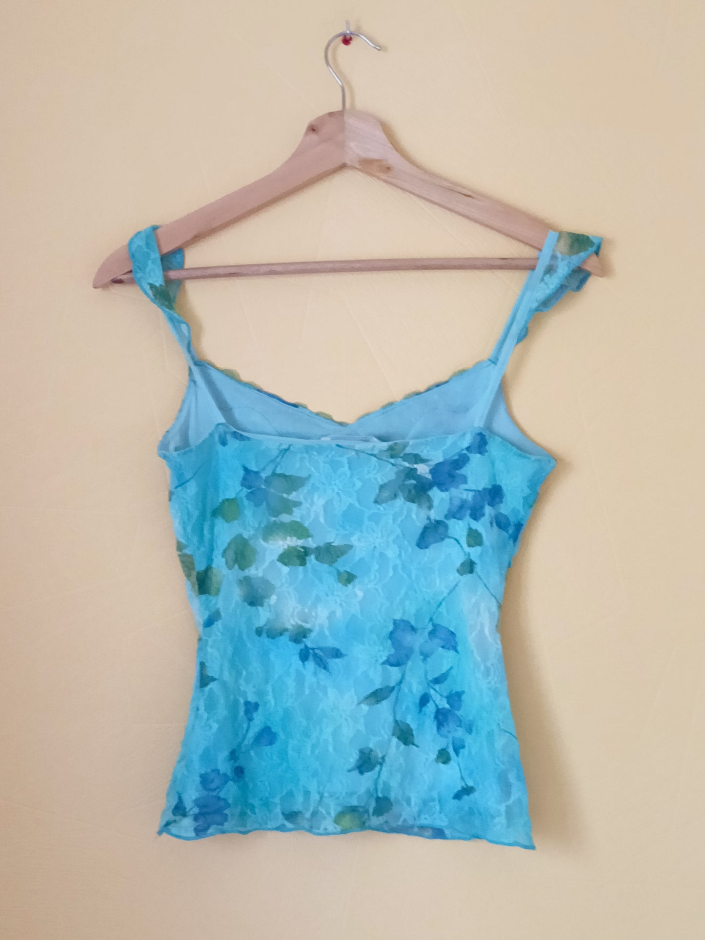 Débardeur Promod bleu avec dentelle verte Taille S