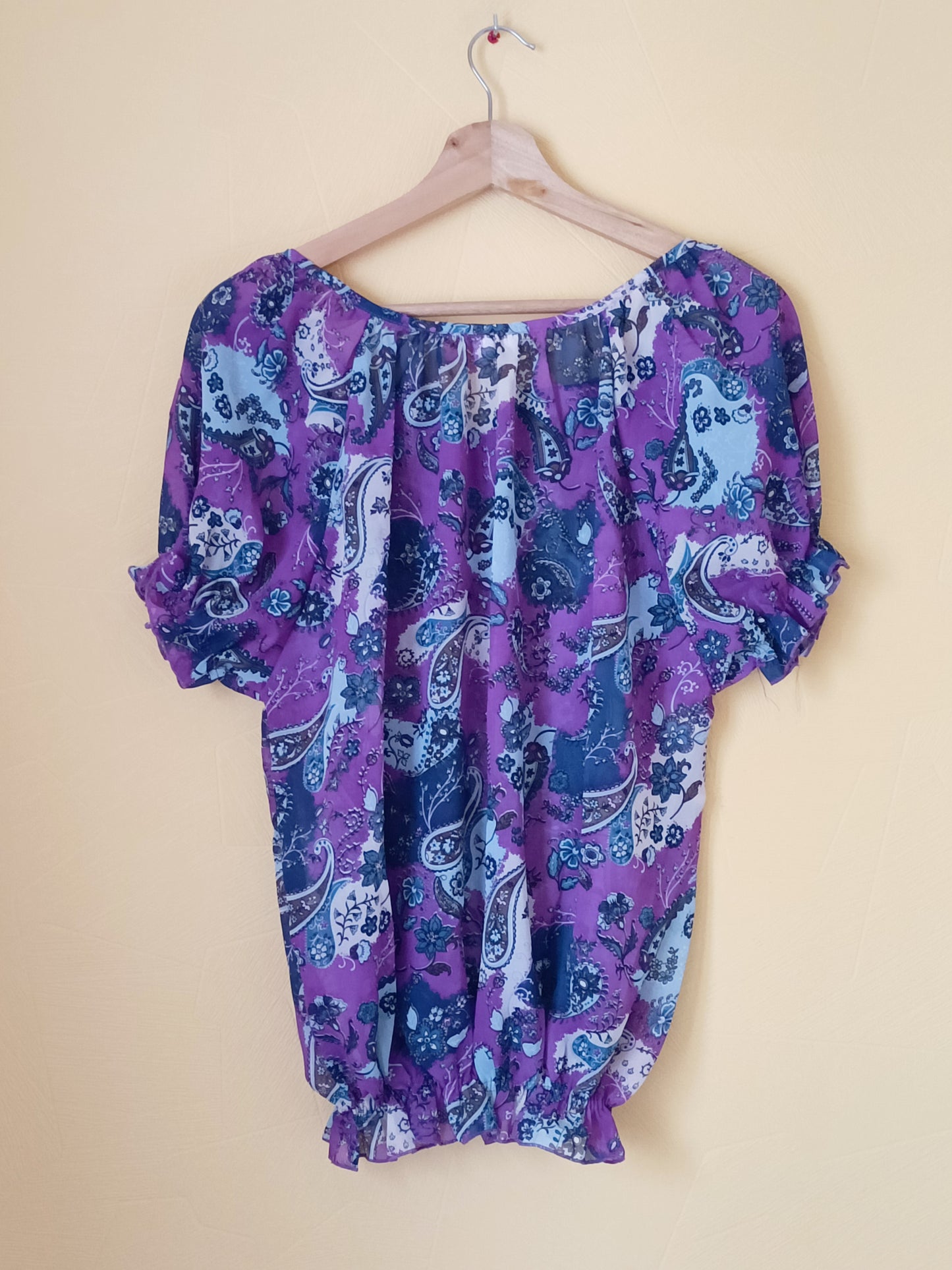 Tunique manches courtes Gabriella Vicenza violette à motifs Taille 38/40