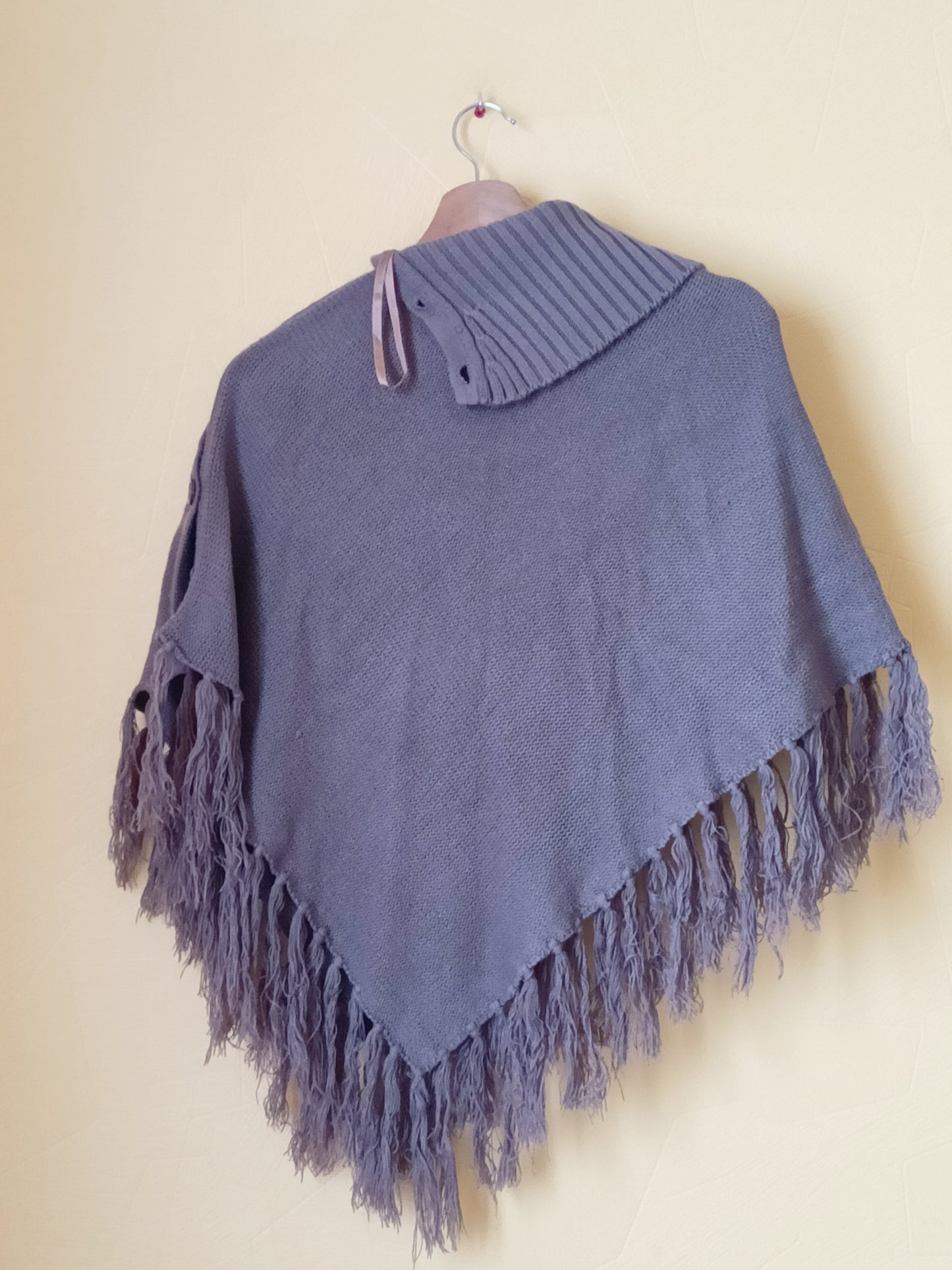 Poncho Zamba taupe Taille Unique