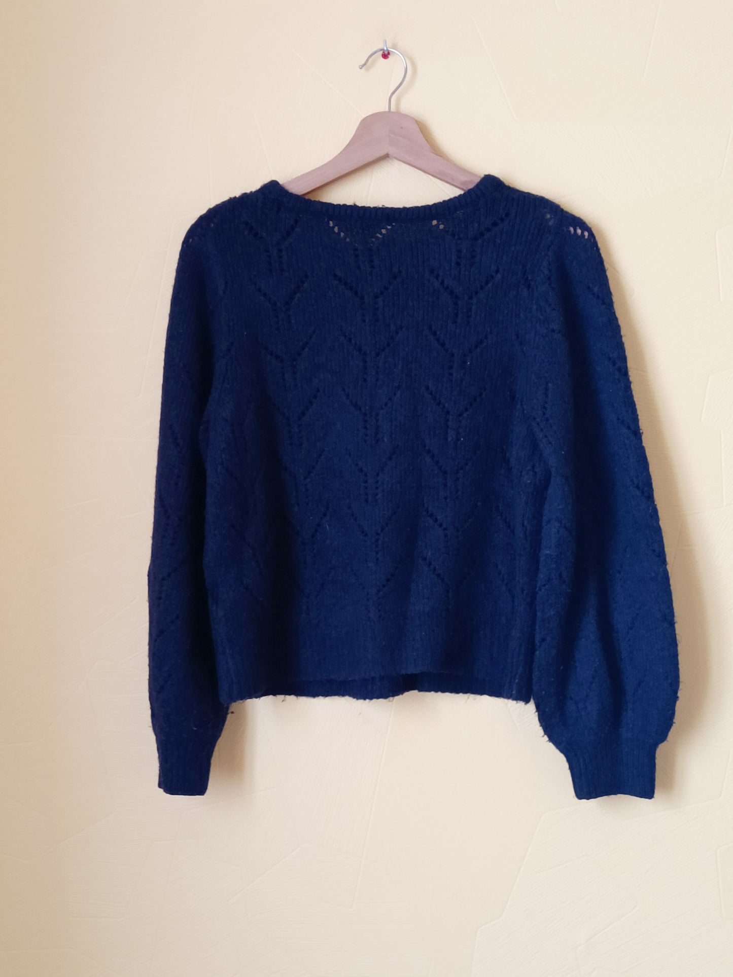 Pull mailles ajourées Kiabi bleu marine Taille S
