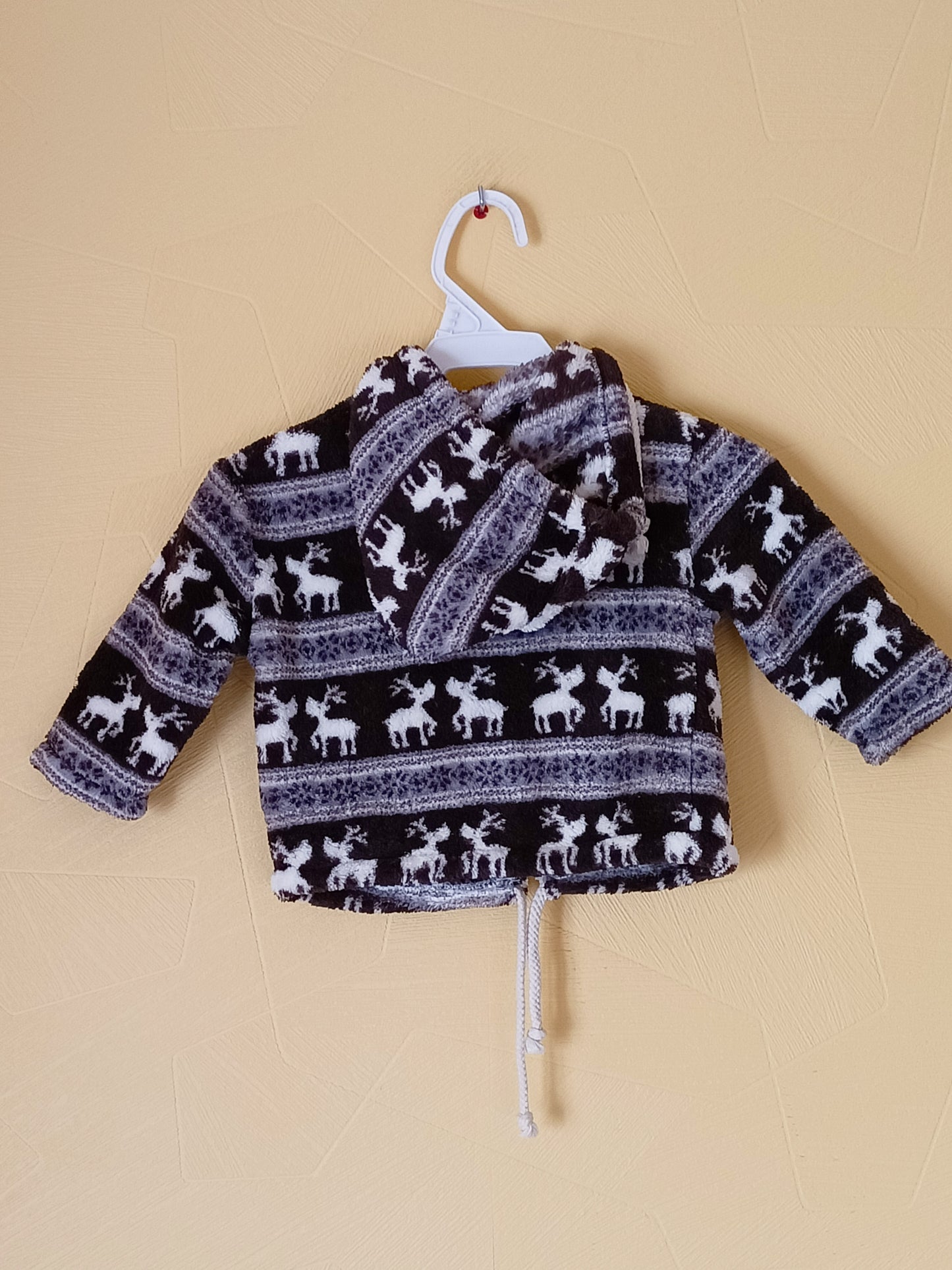 Veste polaire zippée à capuche marron à motifs Taille 6 Mois