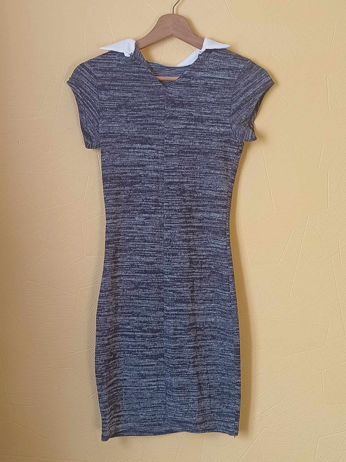 Robe pull légère manches courtes avec col Mim grise chinée Taille XS