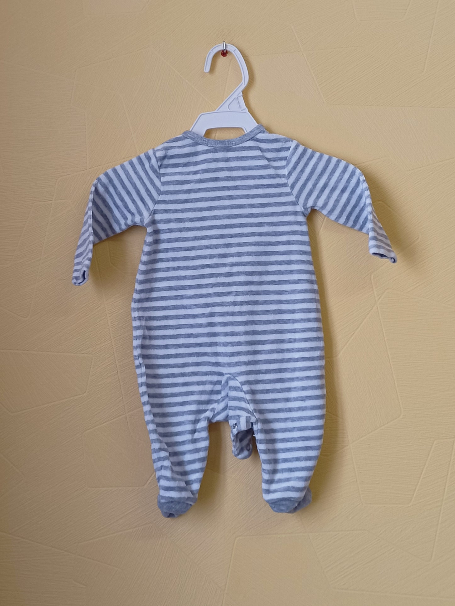 Pyjama velours Prémaman rayé gris et blanc Taille 3 Mois