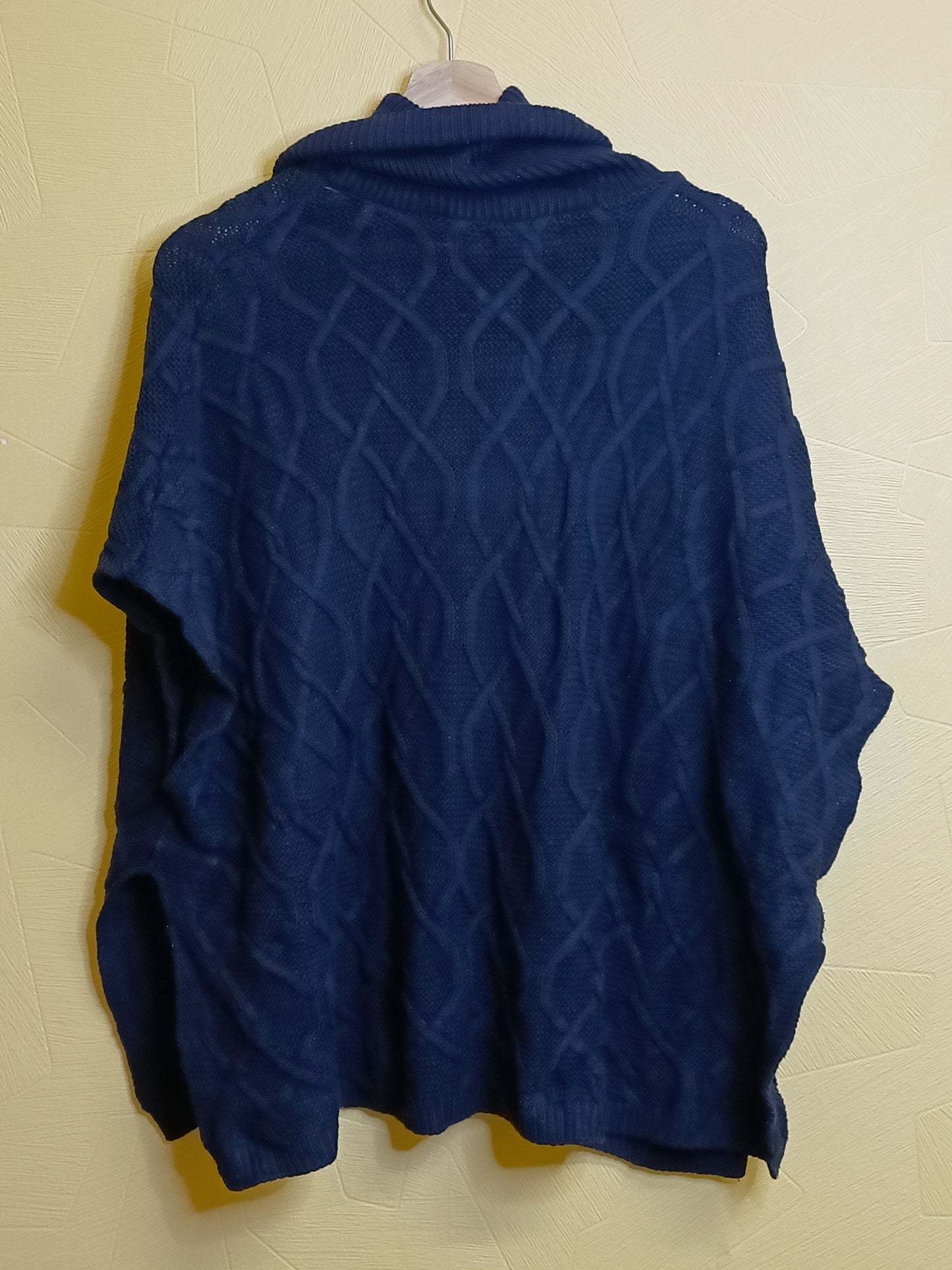 Poncho en maille Mim bleu marine