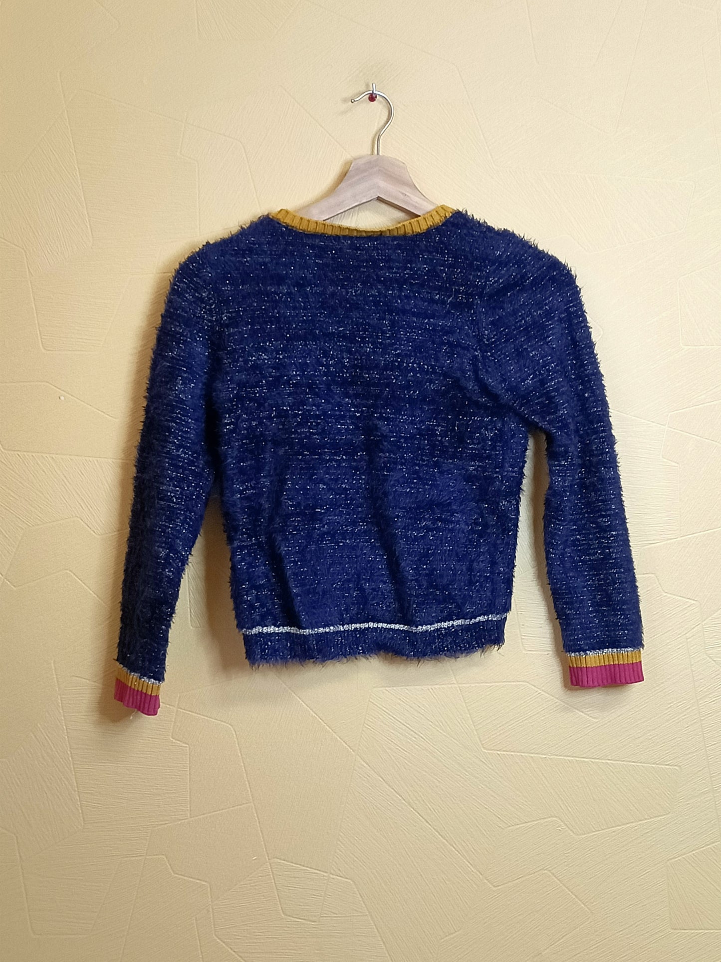Pull maille poilue Orchestra bleu marine avec broderie Taille 10 Ans