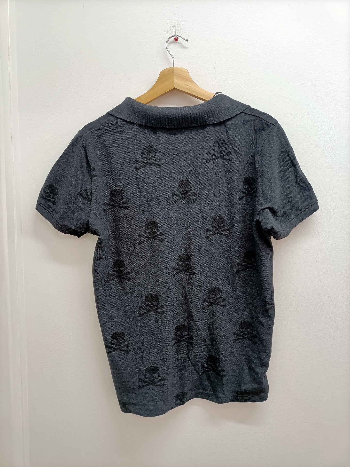 Polo Rivaldi Black gris anthracite avec motifs "tête de mort" Taille M