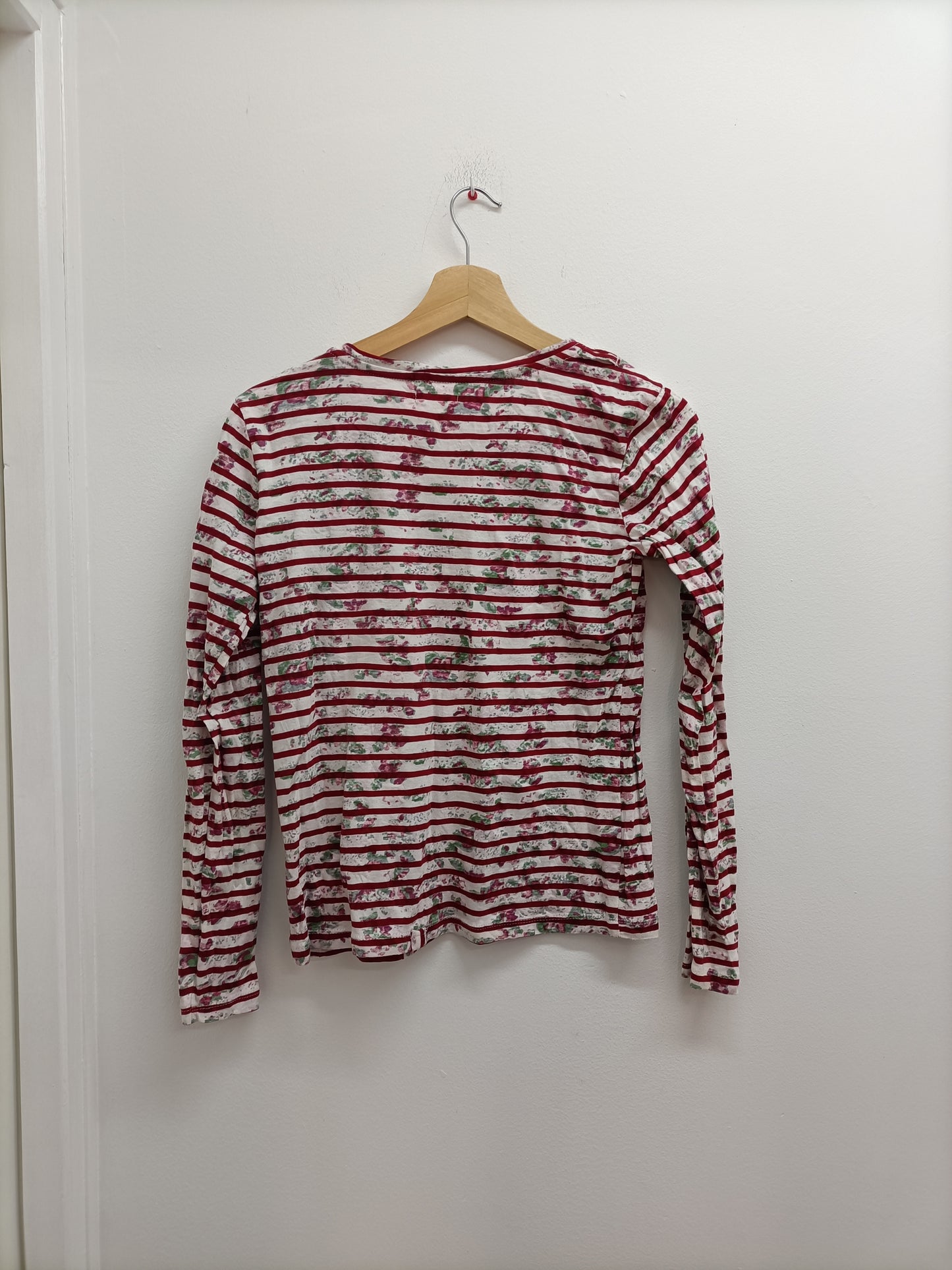 T-shirt manches longues Tissaia rayé rouge et blanc et fleuri Taille 34/36