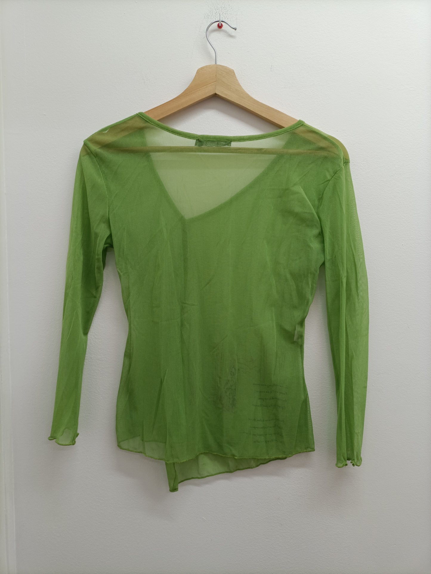 T-shirt manches longues en tulle Fourma vert avec impression Taille M