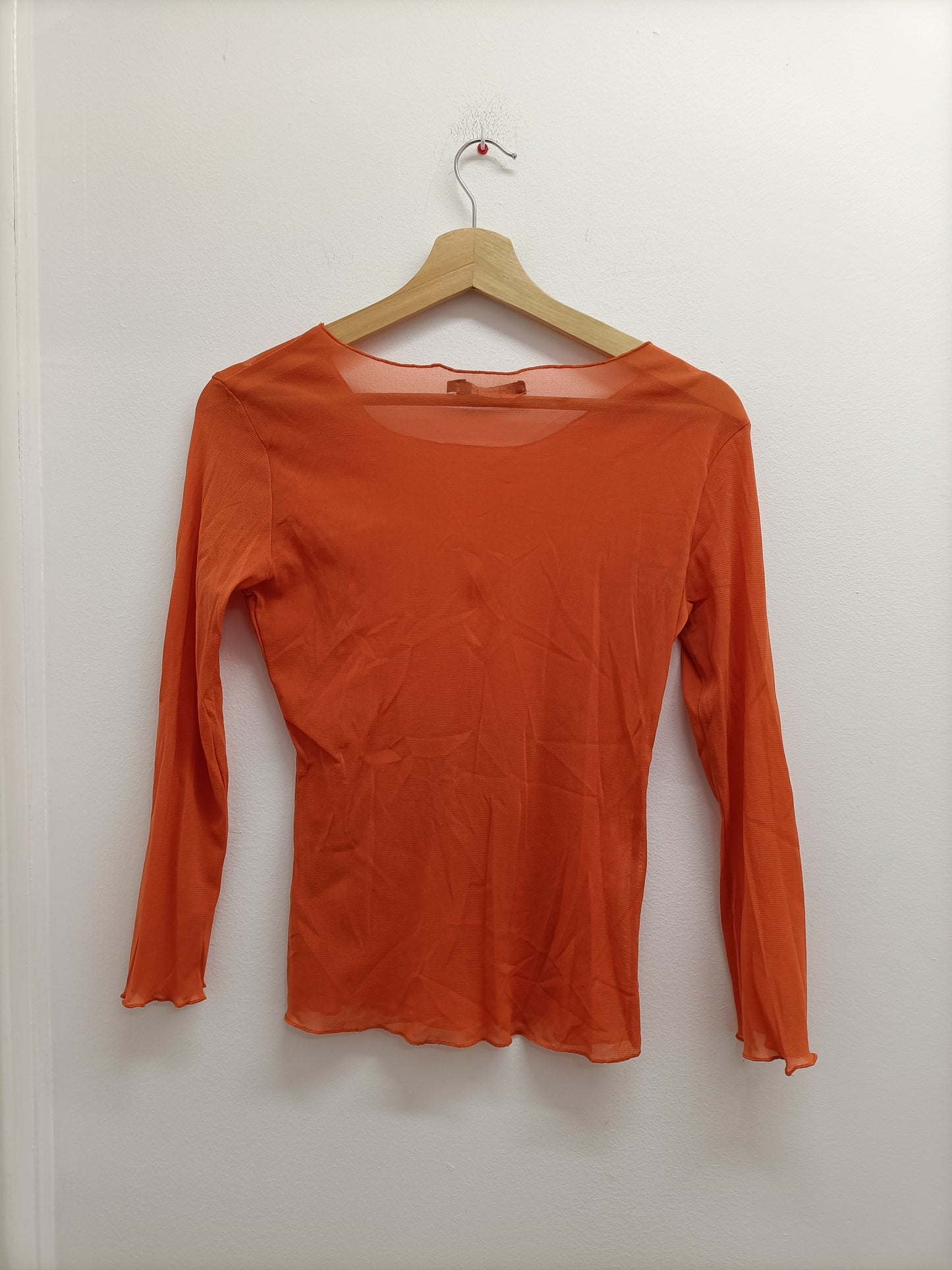 T-shirt manches longues en tulle Fourma orange avec impression Taille M