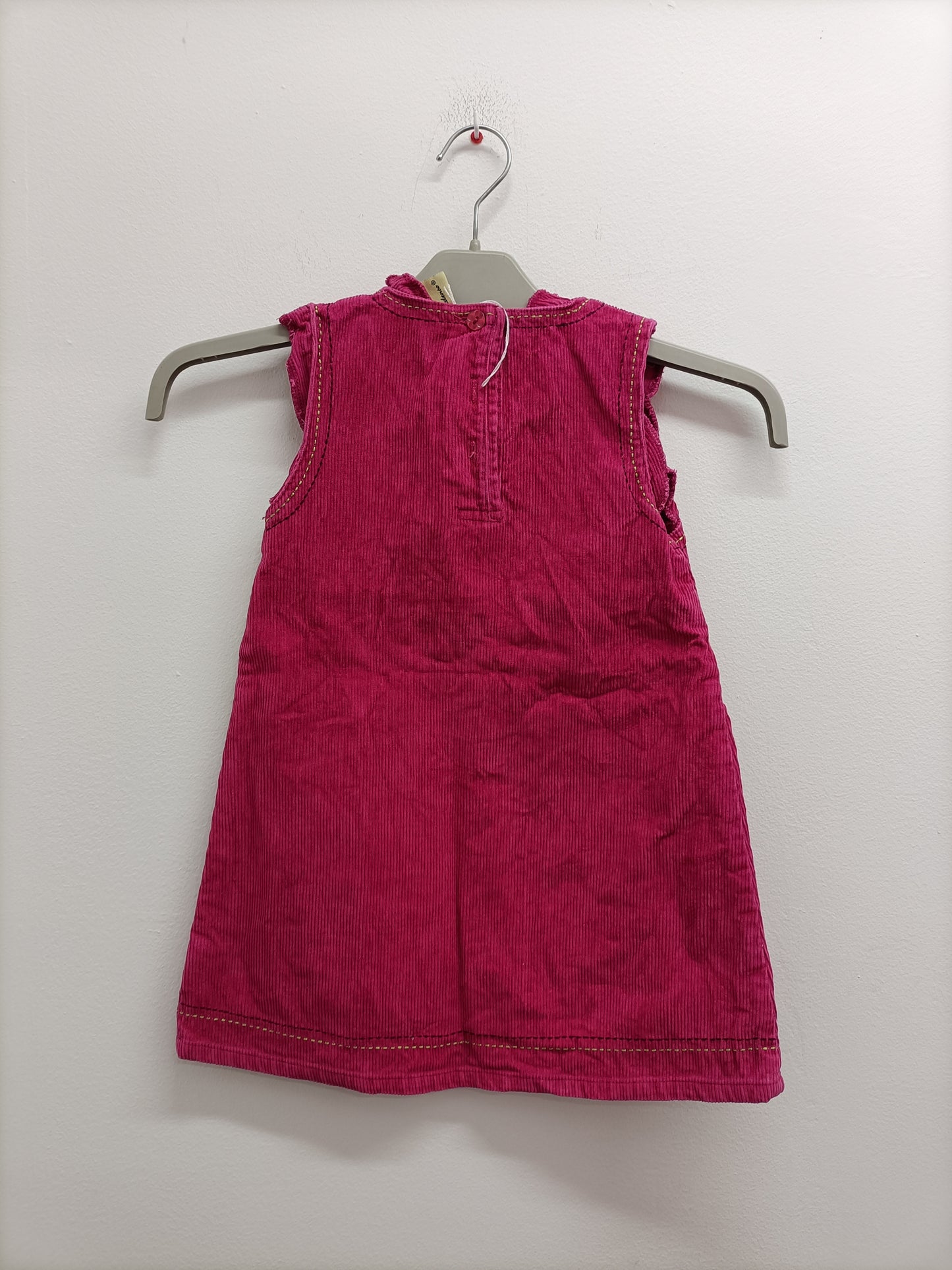 Robe sans manche en velours côtelé In Extenso rose Taille 4 Ans