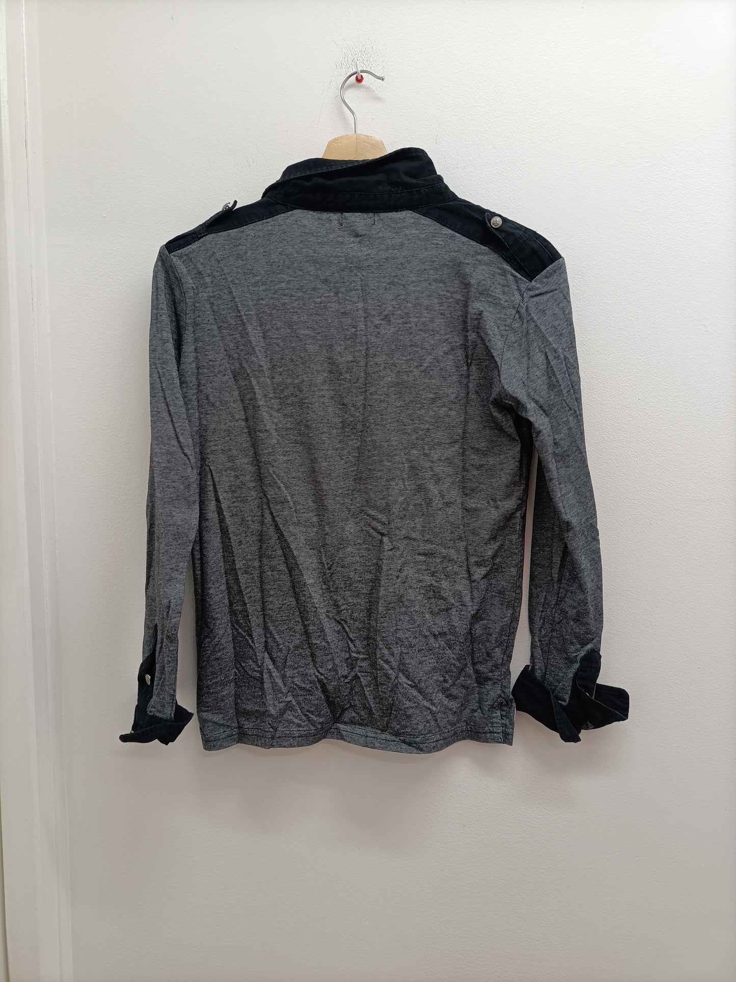 Polo manches longues Tissaia rayé noir et blanc Taille 14 Ans