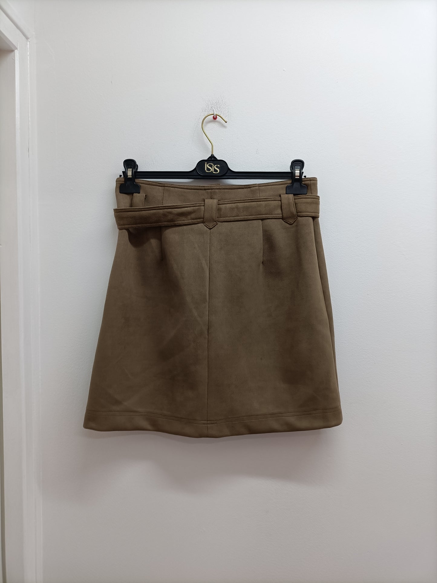 Jupe doublée Cache-Cache marron effet "peau de pêche" Taille 38