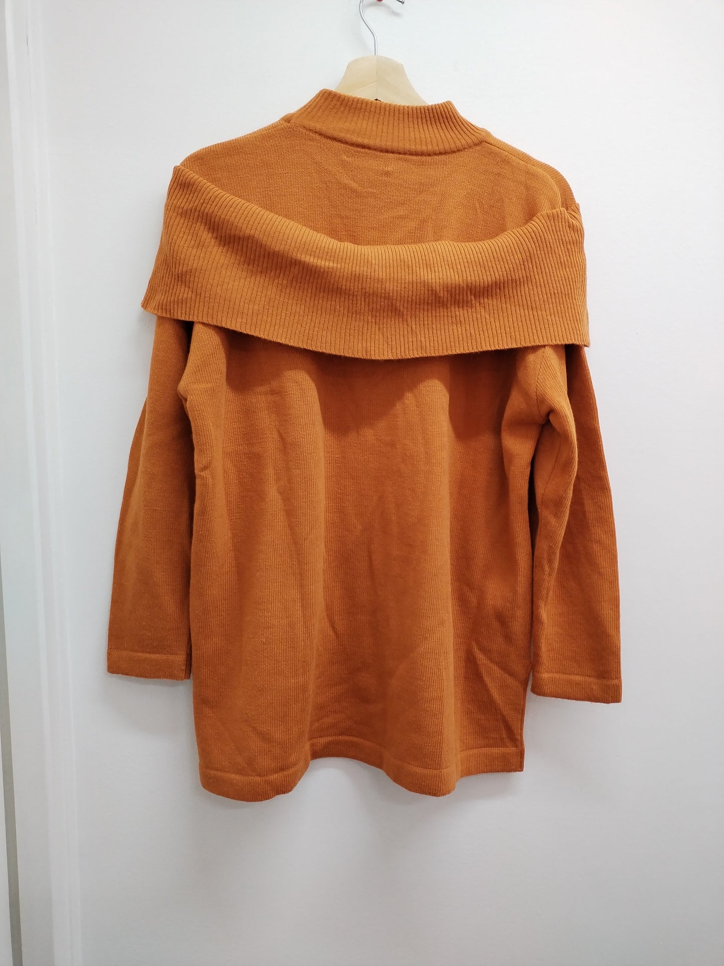 Pull double col Ajour orange avec broderie Taille XL