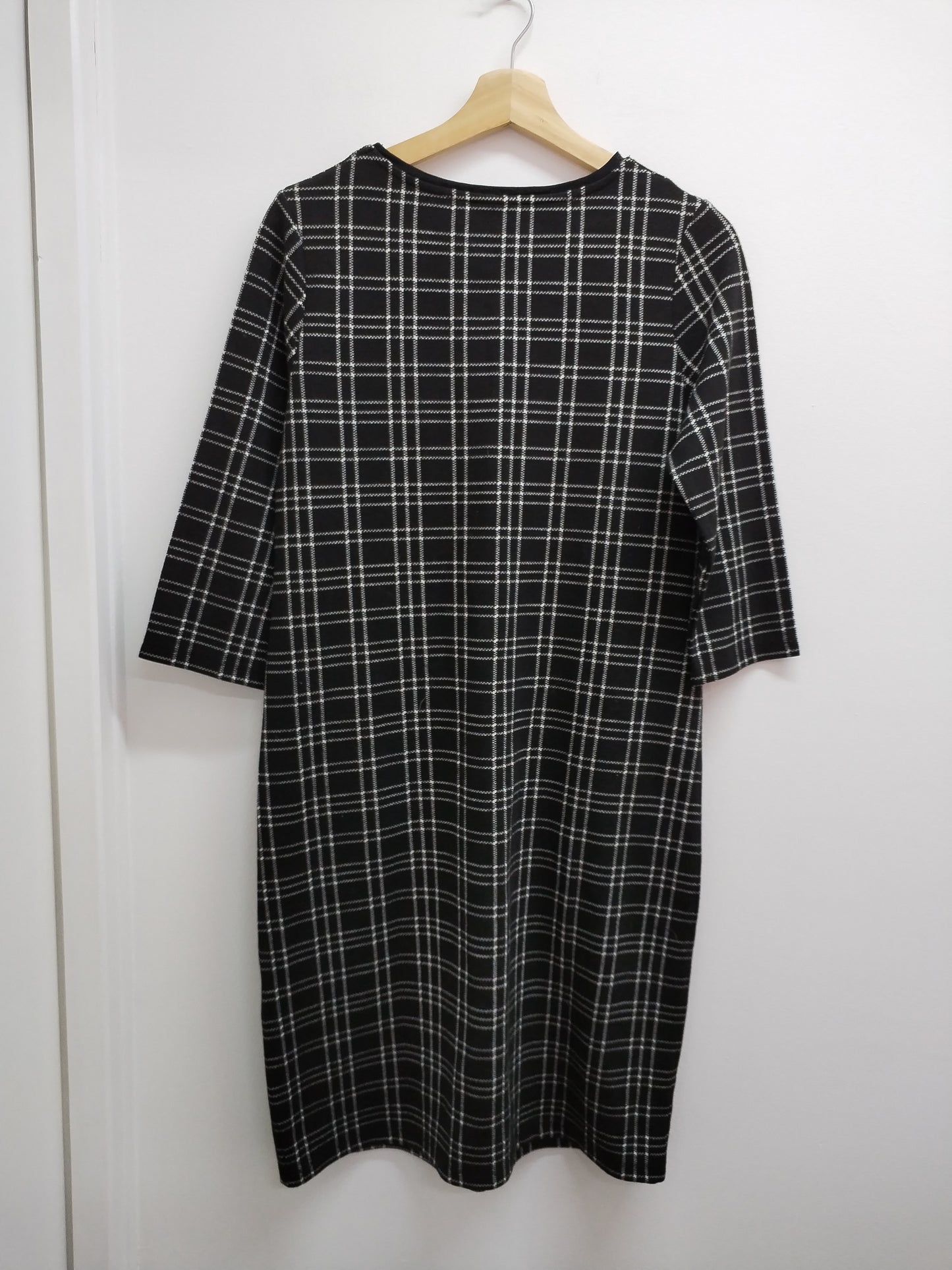 Robe manches 3/4 Damart noire à carreaux Taille 40