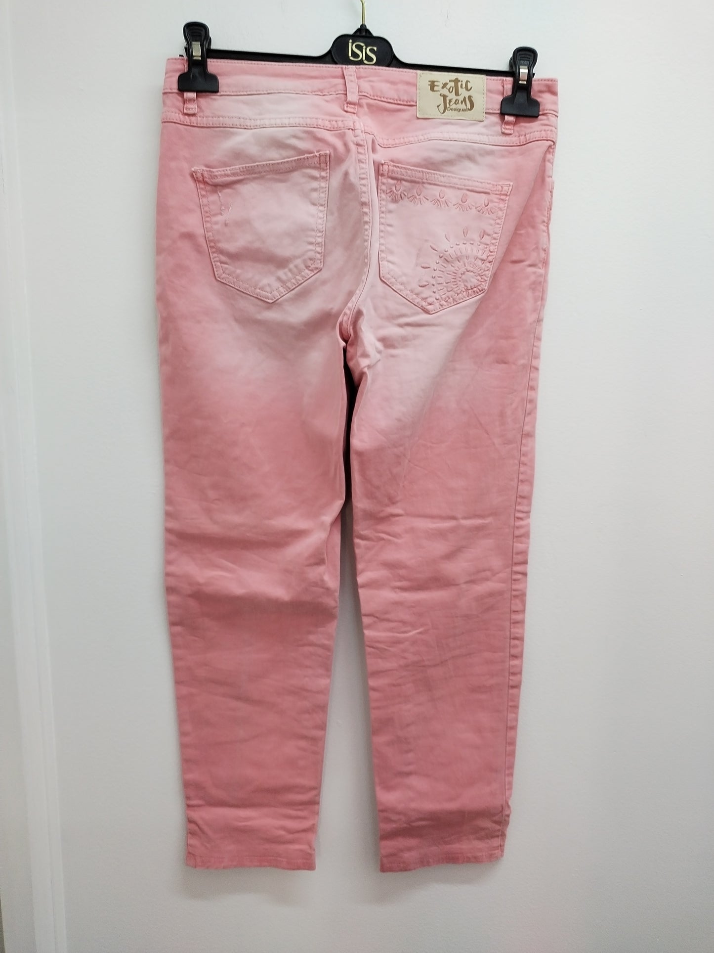 Jeans Desigual rose délavé avec broderie Taille 40