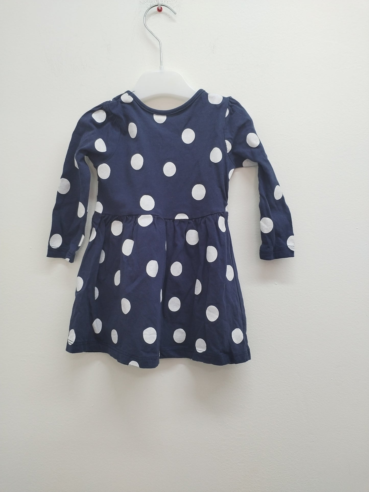 Robe manches longues Primark bleue marine à pois Taille 9/12 Mois