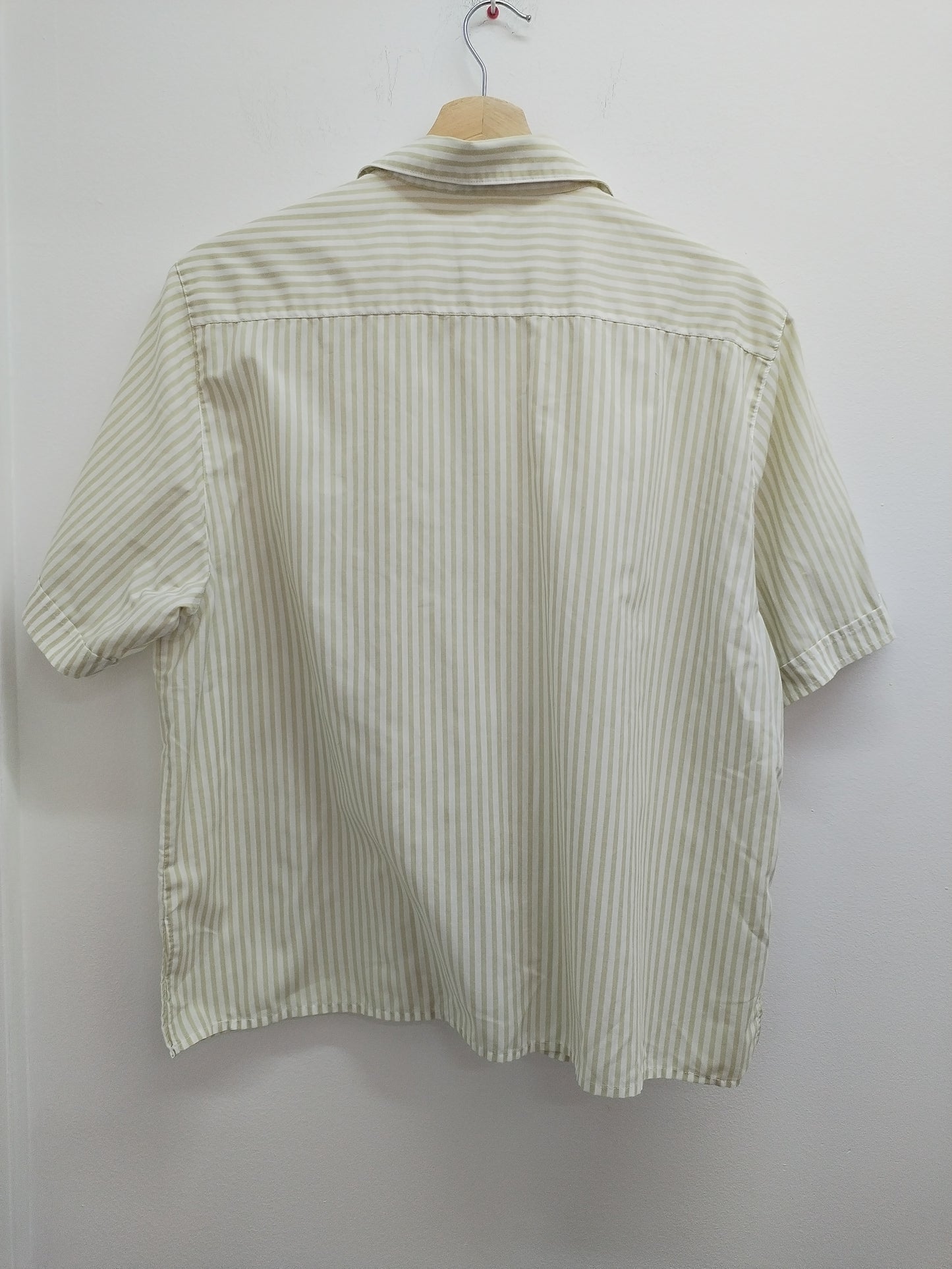 Chemise manches courtes rayée blanche et beige Taille XL