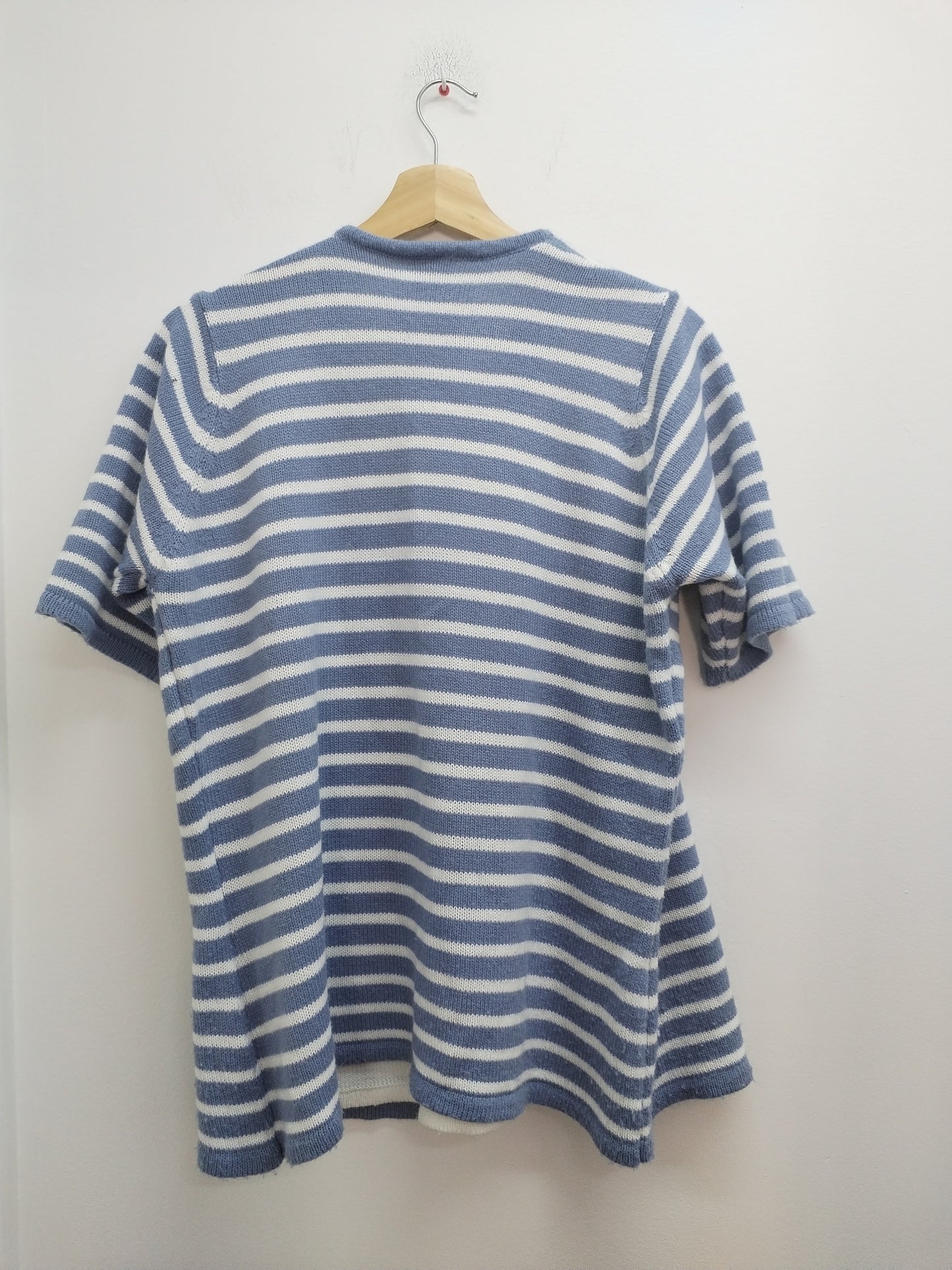 Pull manches courtes Anne de Lançay rayé bleu et blanc Taille 46/48