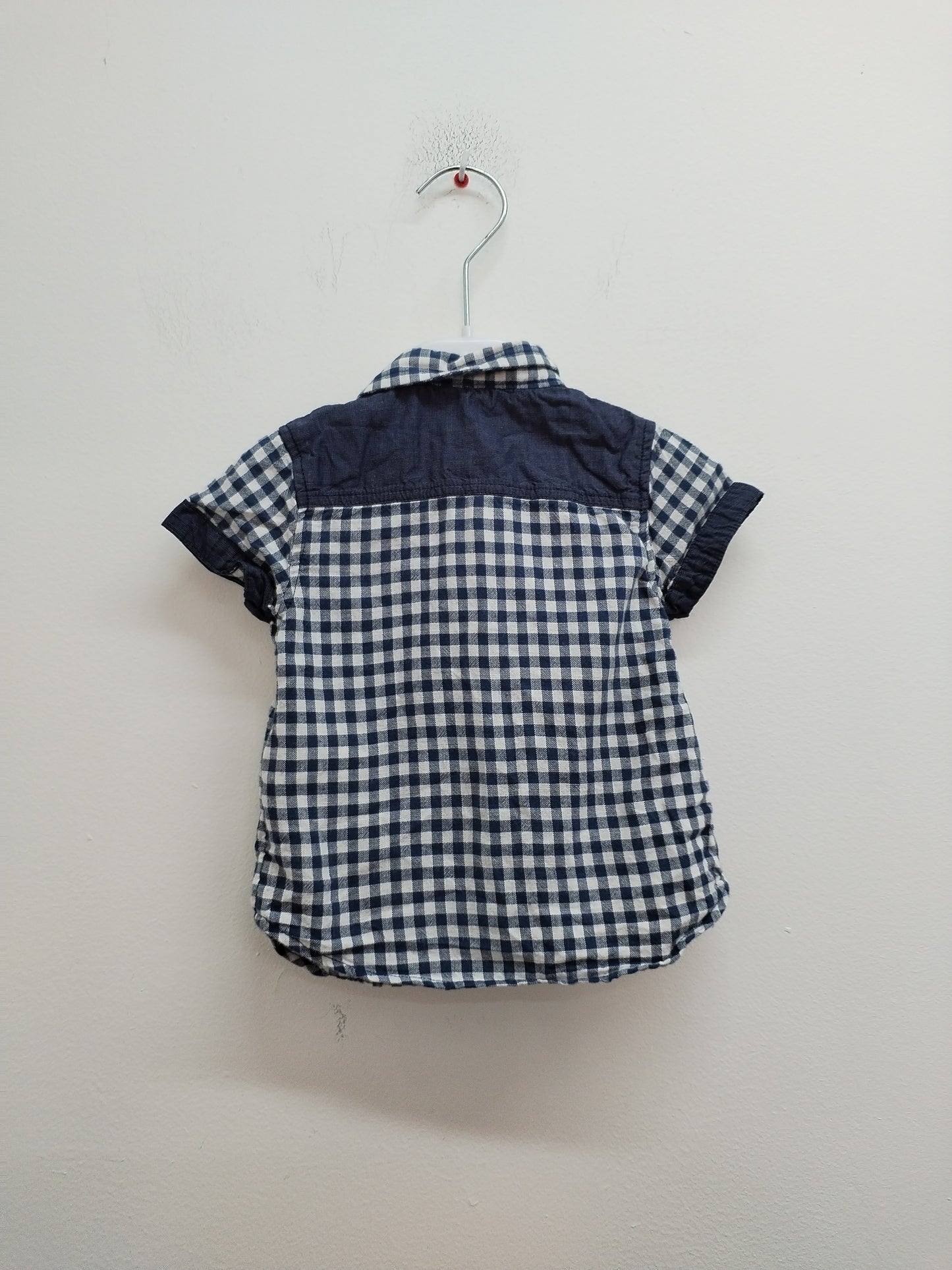 Chemise manches courtes Orchestra à carreaux bleus et blancs Taille 6 Mois