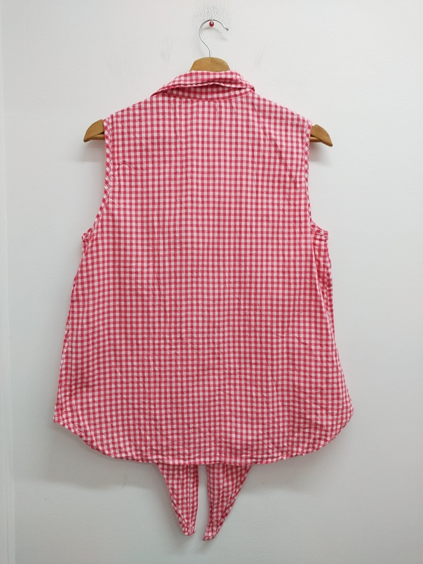Chemise sans manche à nouer Tissaia à carreaux rouges et blancs Taille 40