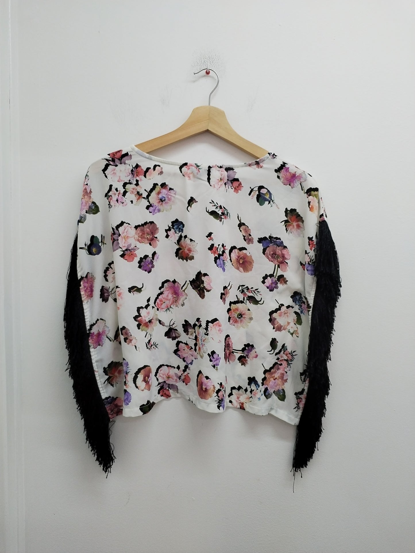 Tunique sans manche Jennyfer blanche fleurie avec franges Taille S