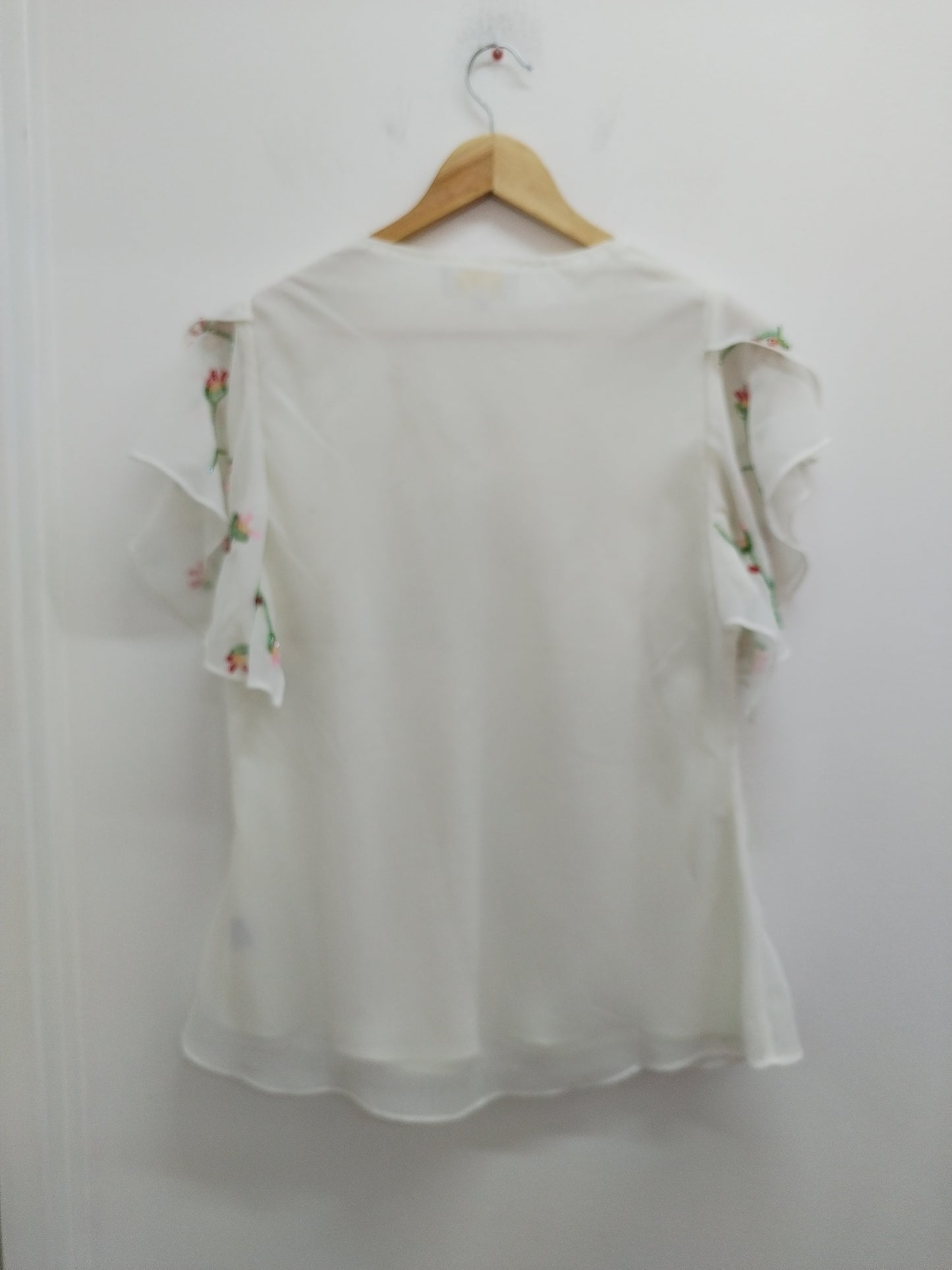 Tunique manches courtes Bleu Bonheur blanc cassé avec perles Taille 44