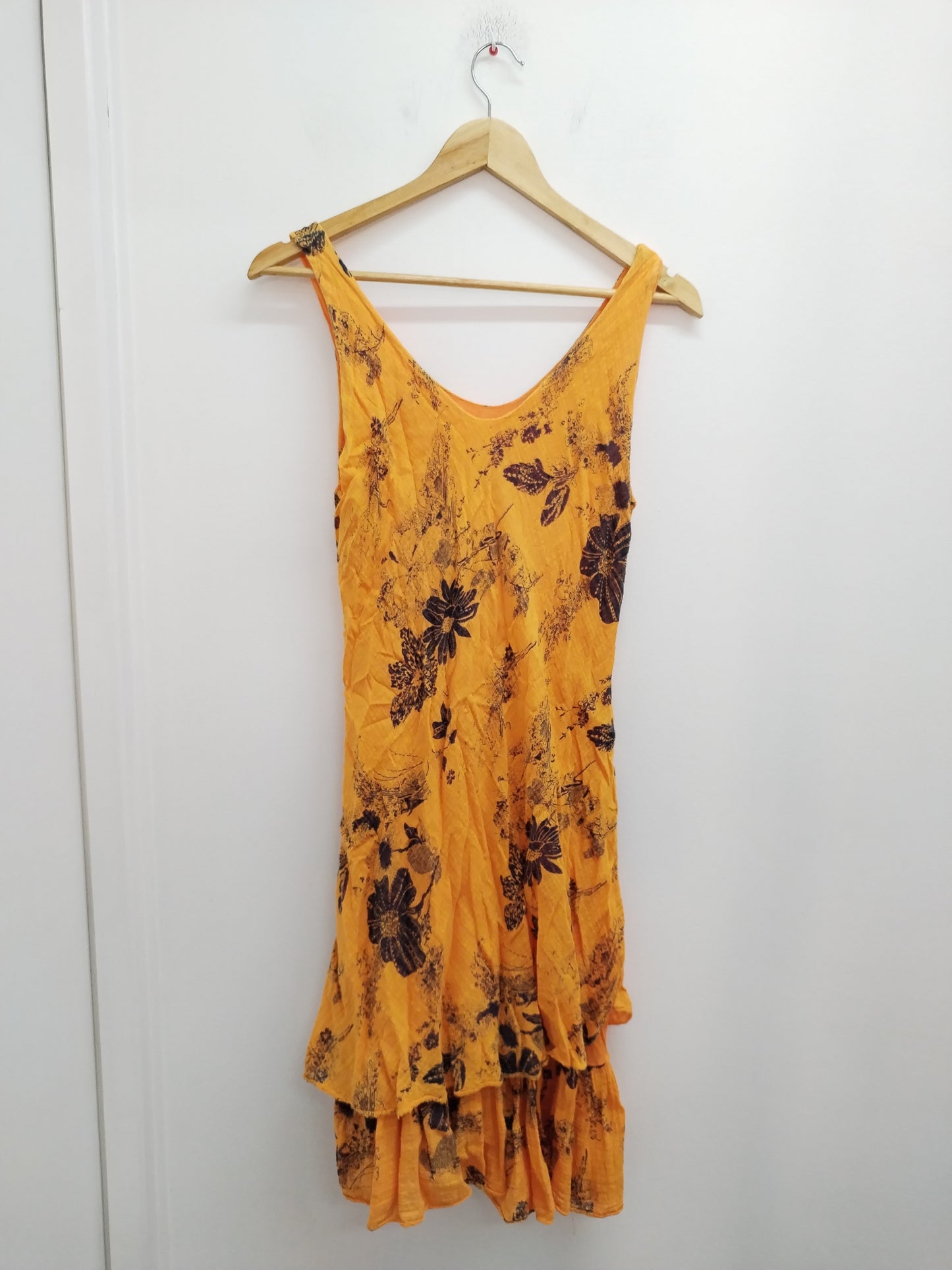Robe sans manches orange fleurie Taille L
