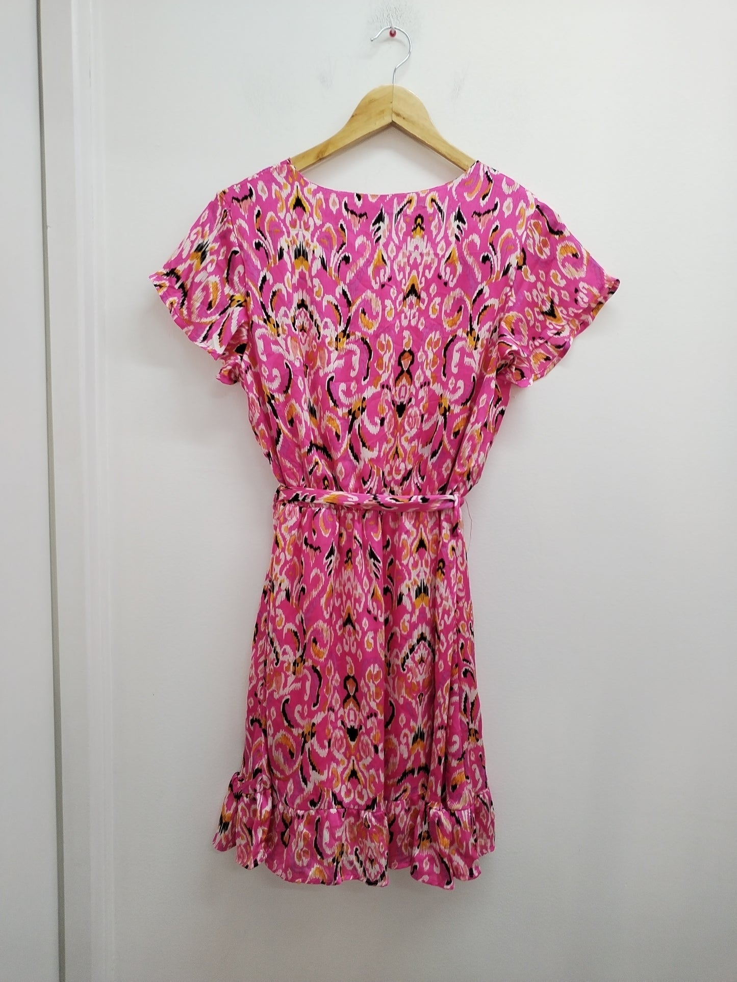 Robe manches courtes Kaylla rose à motifs Taille S/M