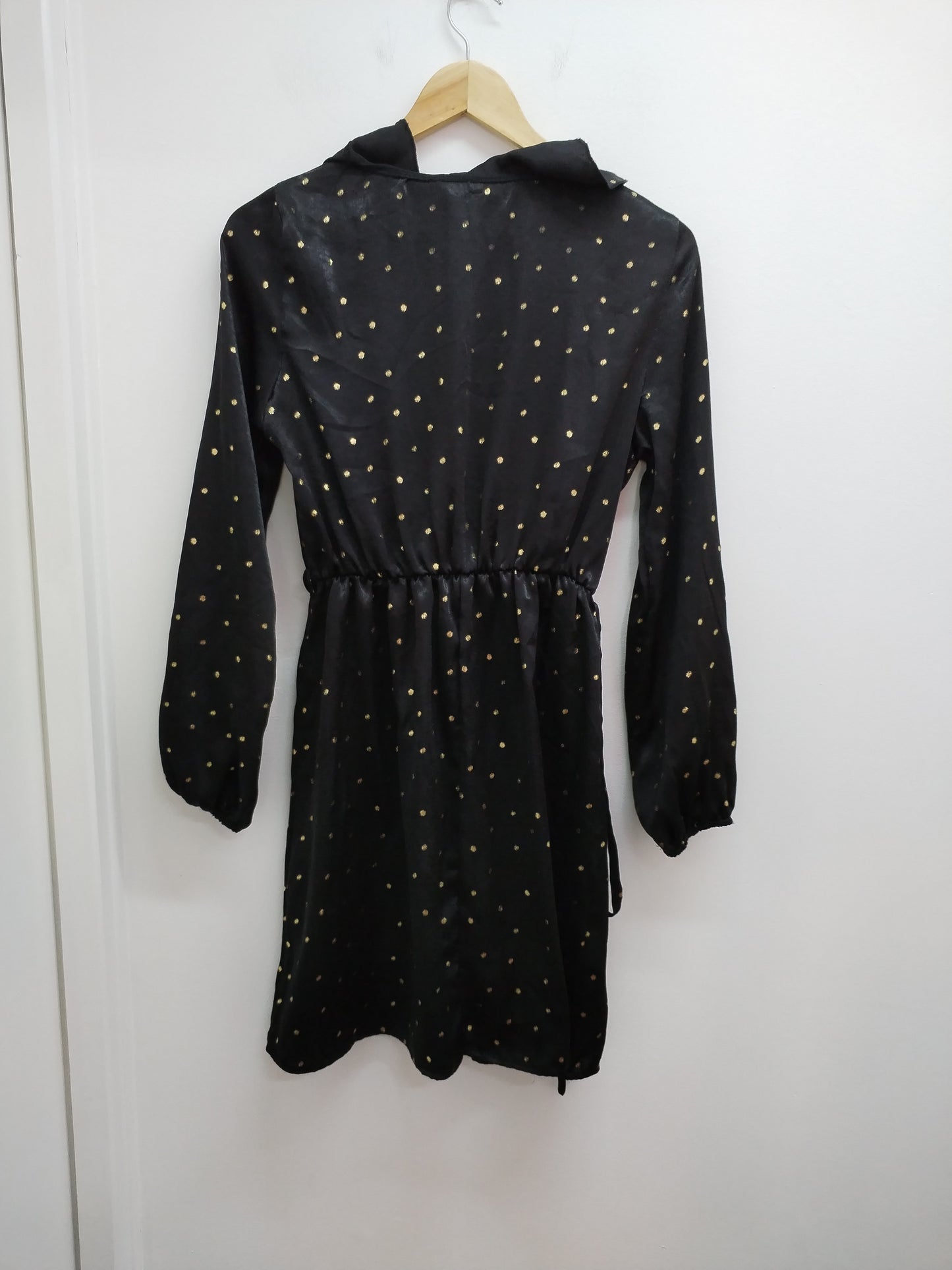 Robe manches longues By Clara noire à pois dorés Taille S