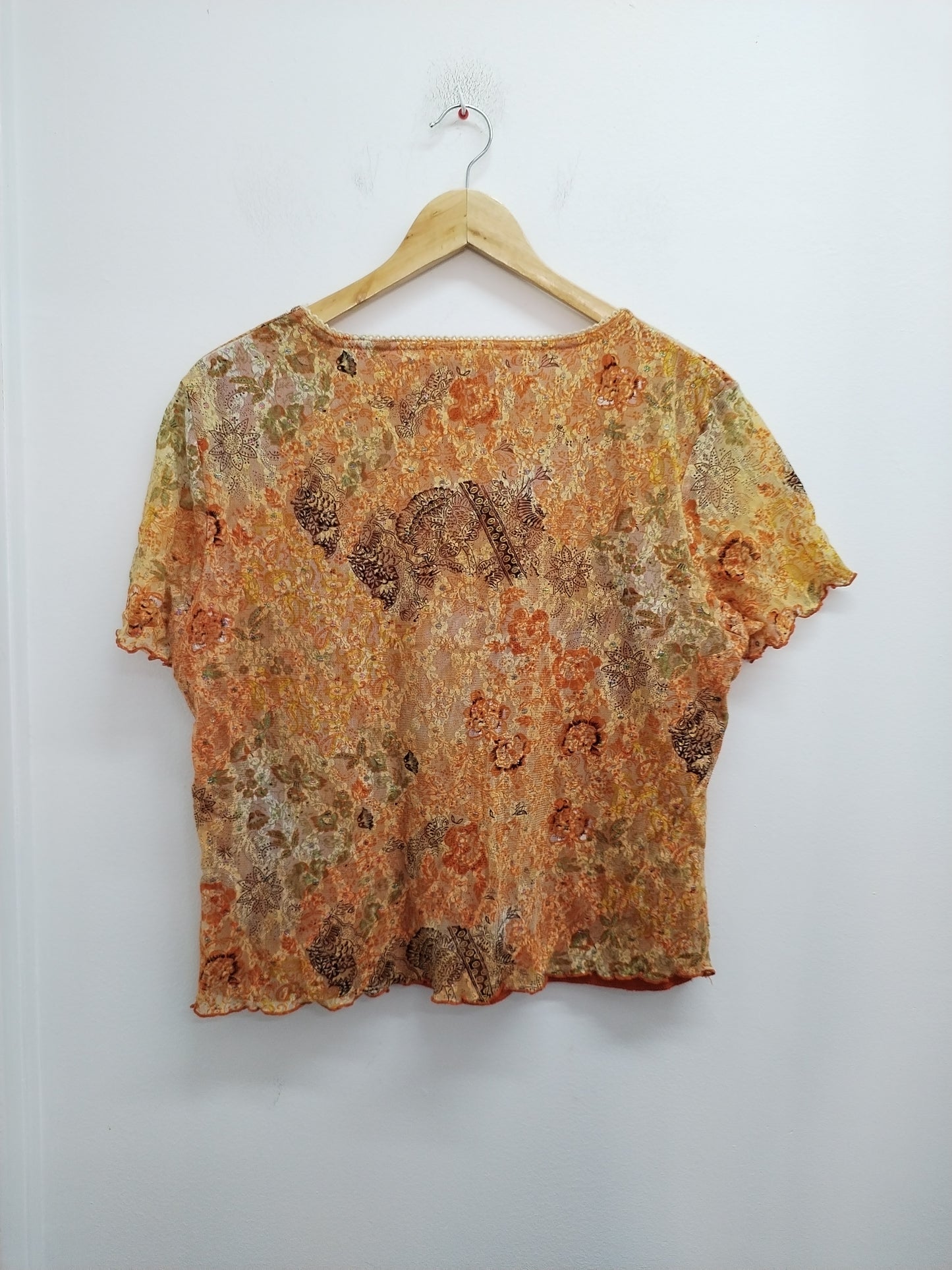 Tunique manches courtes Patrice Bréal orange fleuri Taille XL